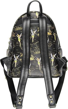 حقيبة ظهر صغيرة من Loungefly Disney Tinkerbell Neverland Treasure Map مطبوعة بالكامل عليها صورة Little Bit Of Pixie Dust مقاس 11 بوصة