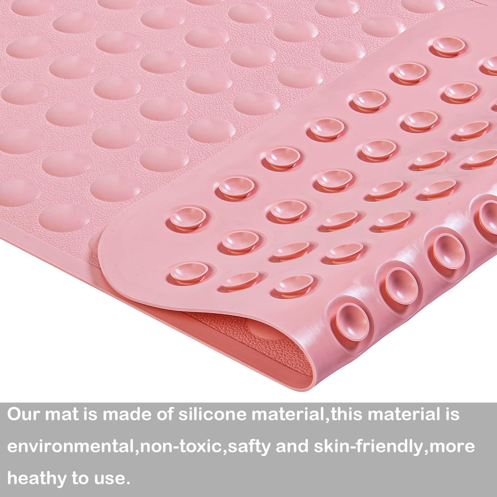 Yanzifly Alfombrilla Antideslizante para bañera, Silicona Suave y Segura, con ventosas, Antideslizante, Mate, para niños y Ancianos, no tóxica, Lavable a máquina, Color Rosa