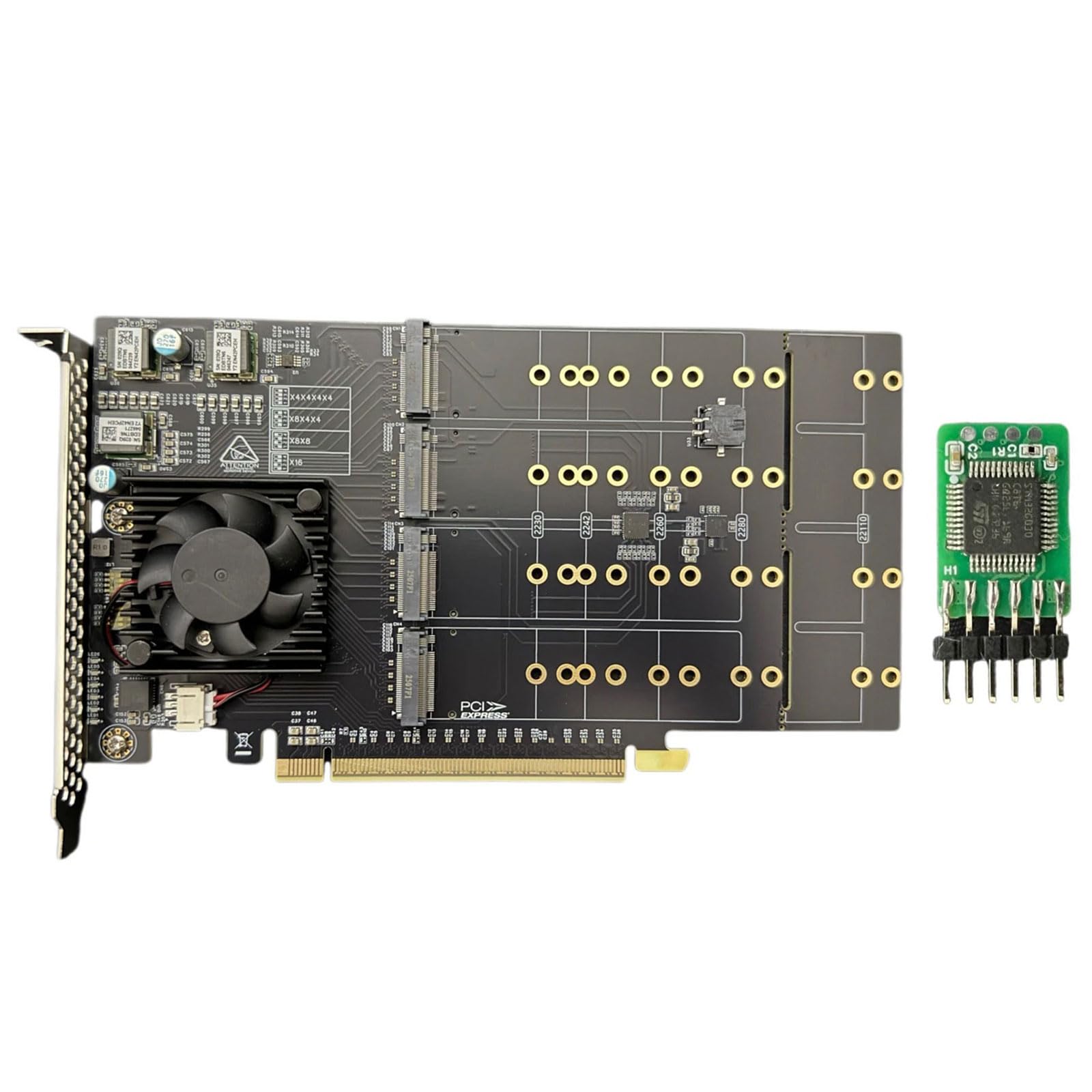 Scheda di espansione dell'unità NVMe PLX8749 PCIe3.0 X16 Supporta 8 unità con alloggiamento in metallo per trasferimento dati ad alta velocità Scheda di archiviazione per computer multi disco