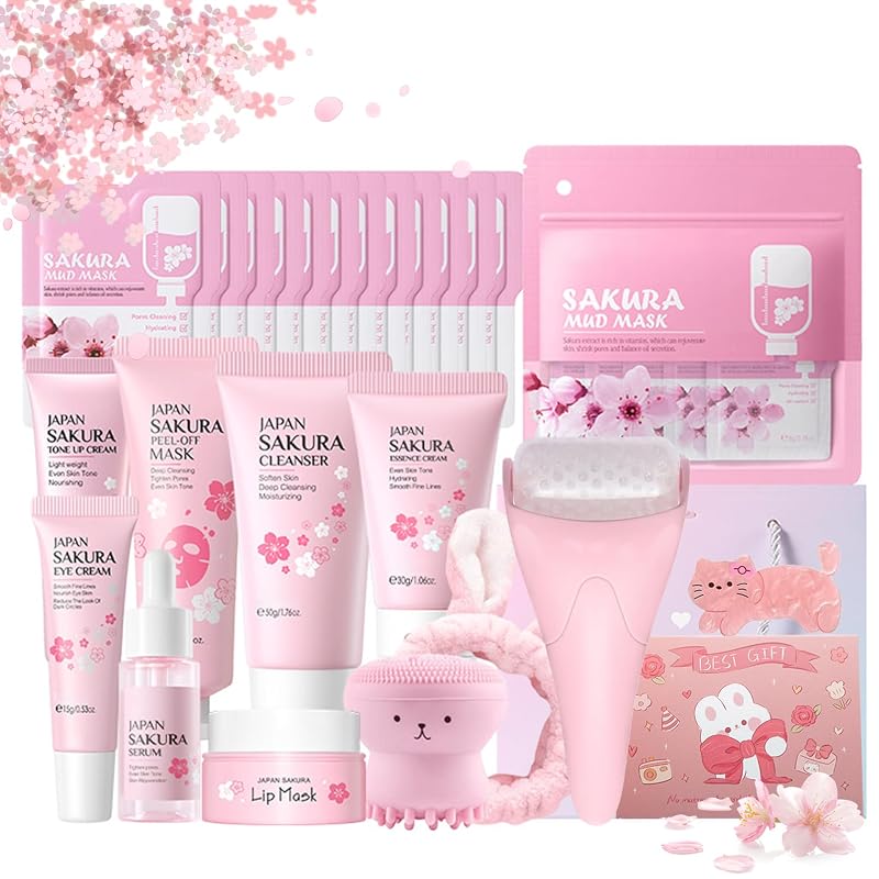 MrCuvaryas Conjunto de cuidados da pele Sakura com 35 peças