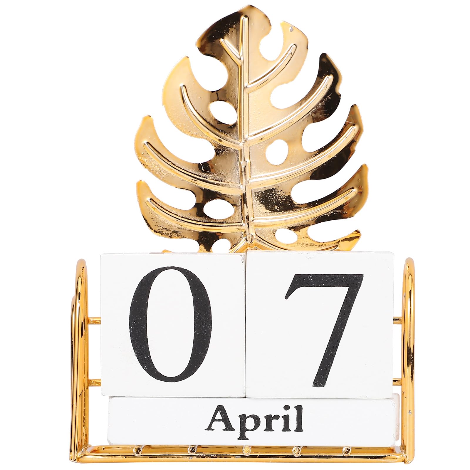 MAGICLULU Calendario Perpetuo da Tavolo in Legno e Ferro Decorazione Oro, Supporto per Calendario da Tavolo, per Uffici e Caffè Stile Decorativo Elegante