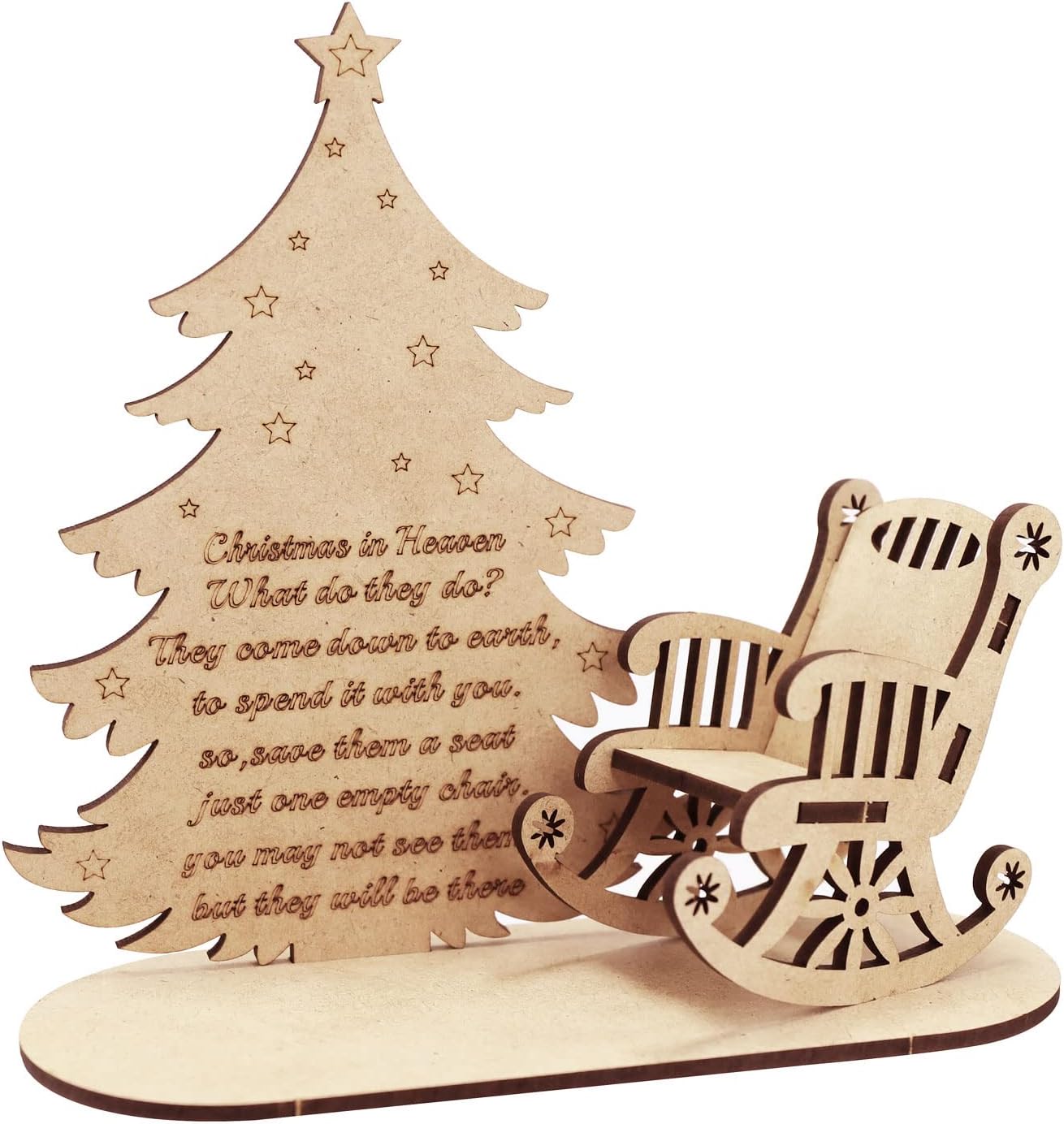 XULINChristmas Remembrance Candle Ornament - Wooden Rustic Candle Stand with Personalised Chair, Merry Christmas in Heaven Memory Tealight Candlestick Holders to Remember Loved Ones, M, Wood Color