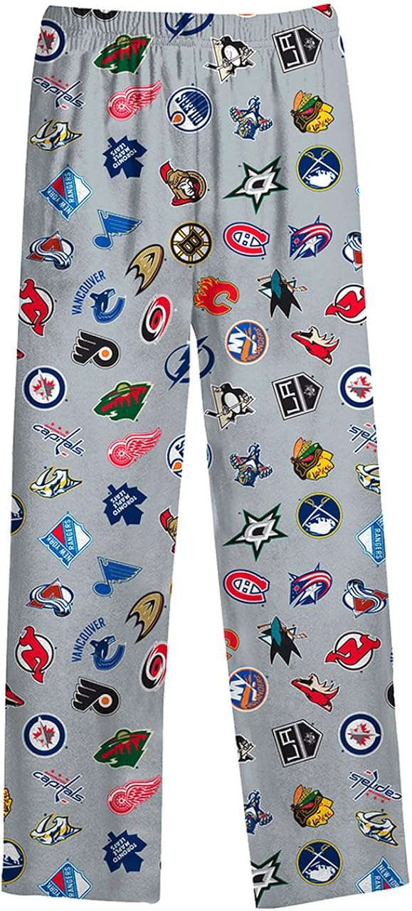 Genuine Stuff NHL Youth All Over Logo Printed Pants - Gray, Youth : Sports & Outdoors