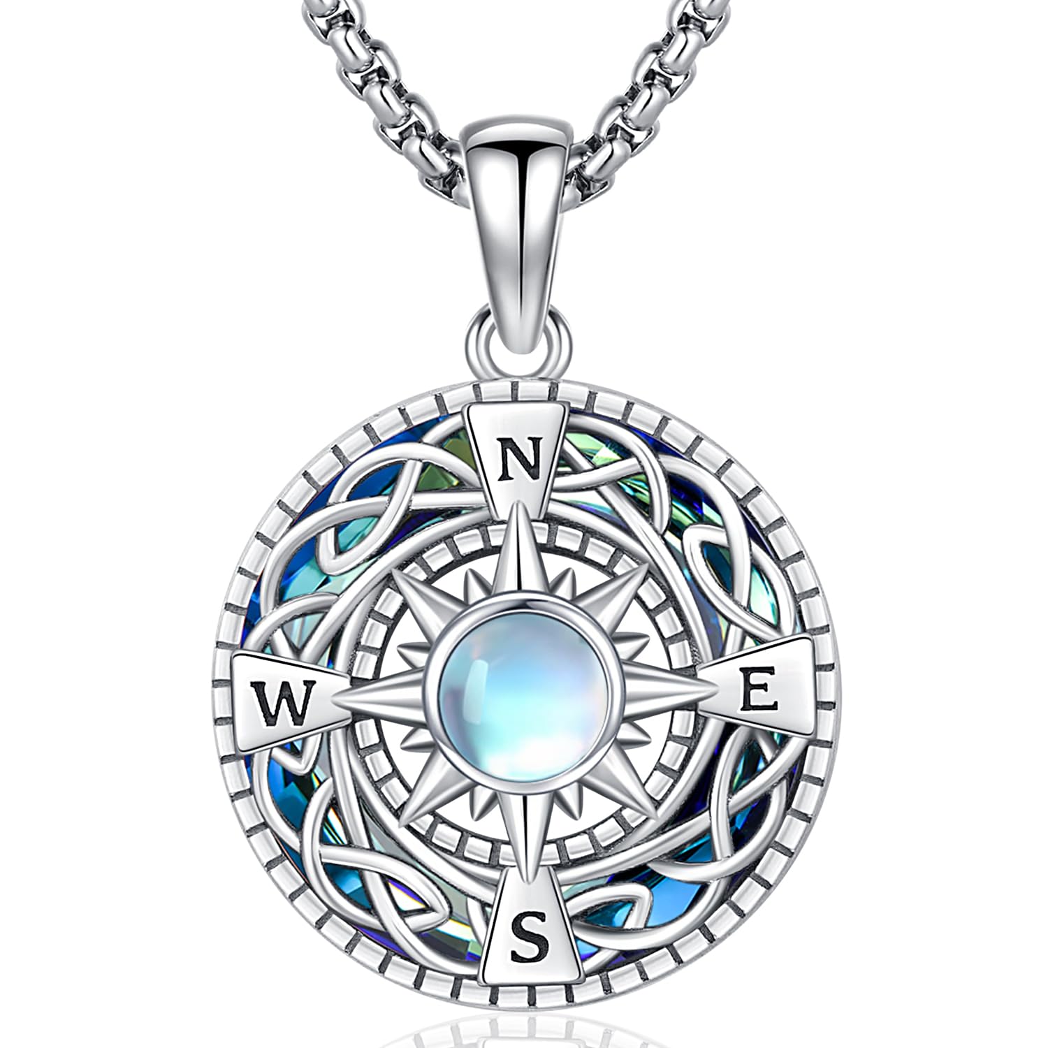 FriggemCollar Brújula Hombre 925 Plata de Ley Brújula Colgante Moda Joyería, Adecuado para Día del Recuerdo Graduación de Navidad para Hombre Mujer Regalos
