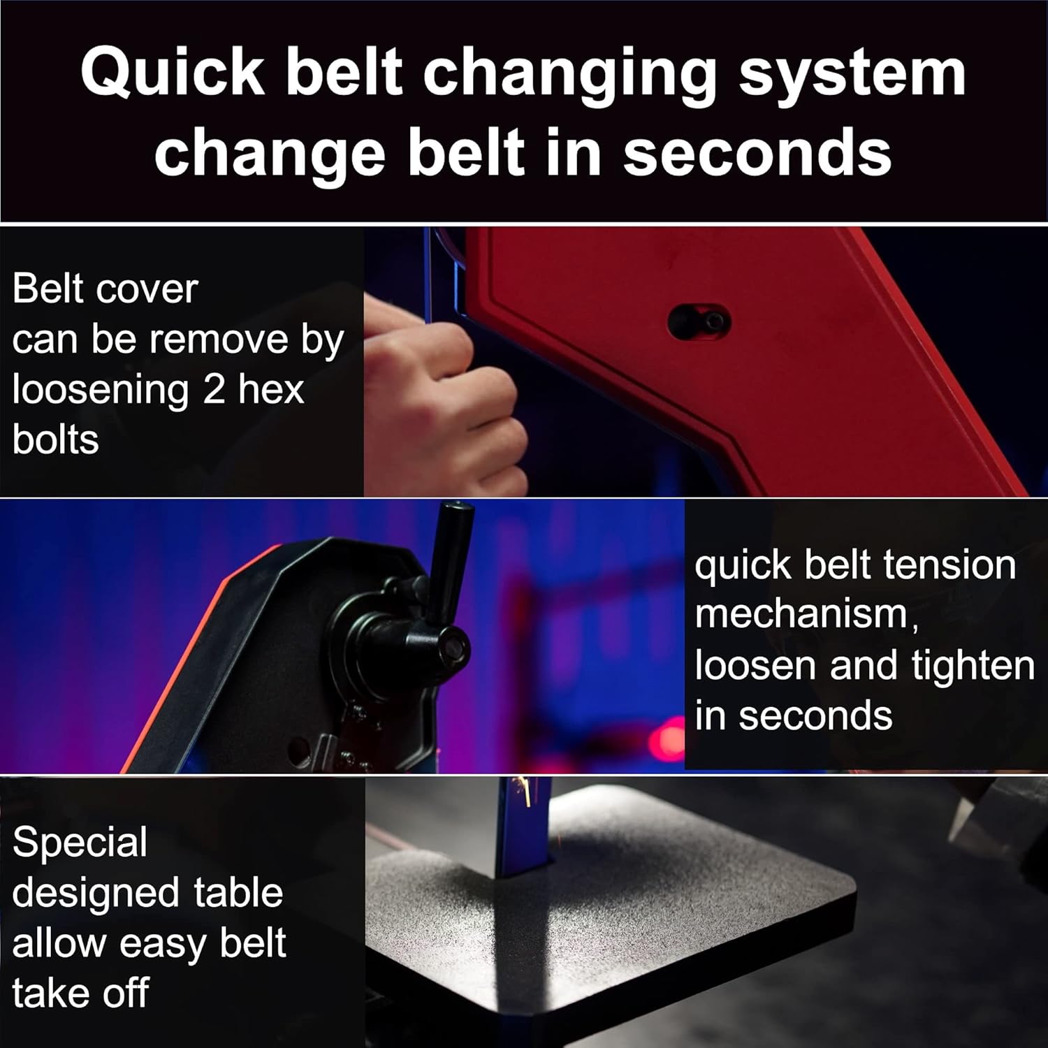 BUCKTOOL Combo 1" x 42" Belt Sander 8" Disc sander, Knife Sharpener with Large Work Table, Professional Bench Belt Disc Sander with 3/4HP Direct-drive 5.0A Brushless Motor for metalworking, BD1801 - - 