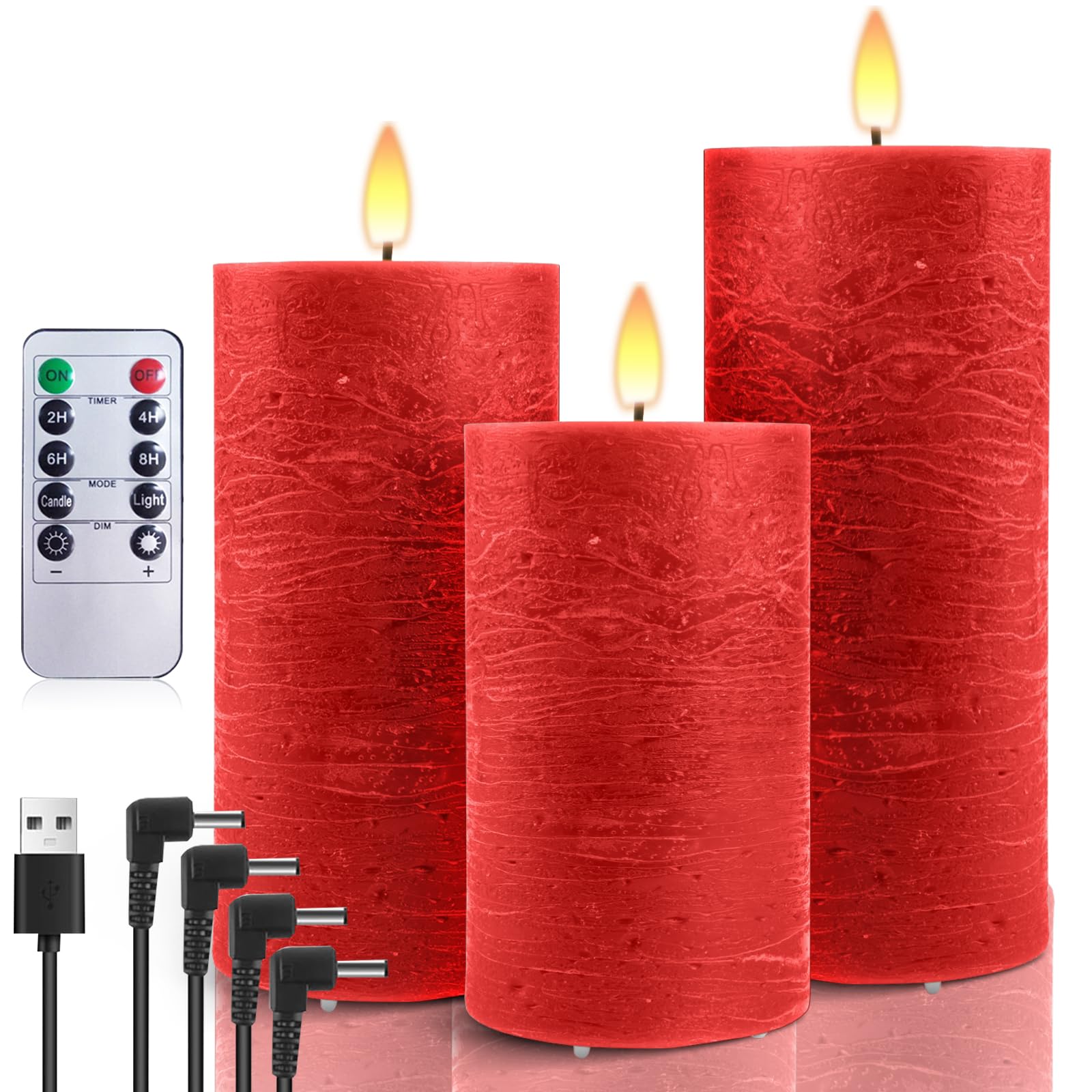 AnnSpa LED Candles 3 Set USB Rechargeable with Remote and Timers, Electric Candle, Led Candle with Remote Control
