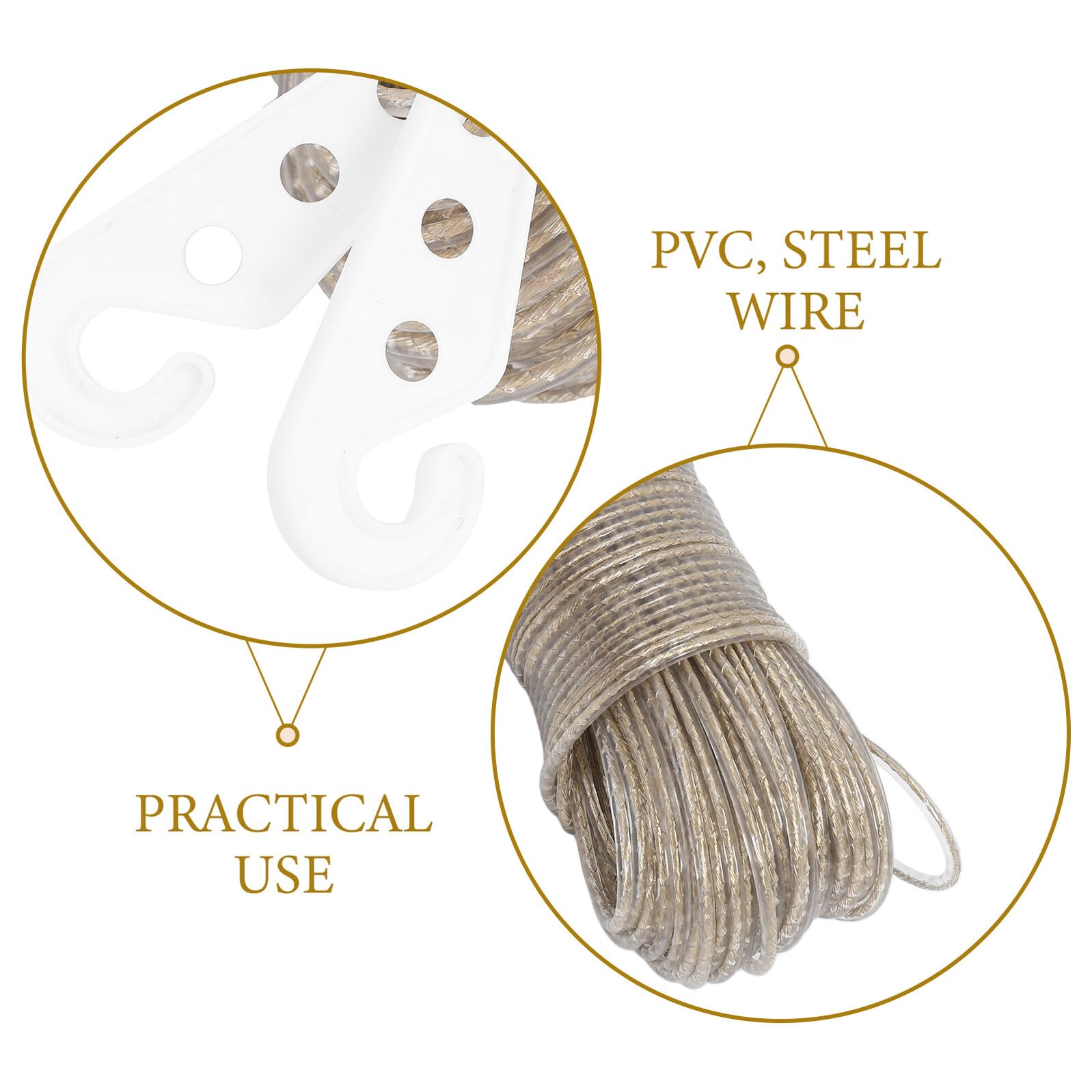 NUOBESTY Corda per Stendere i Panni da 50m Nucleo in Acciaio Ultra Resistente e Rivestimento in Pvc, per Viaggio e Campeggio, Resistente All’usura e Robusta