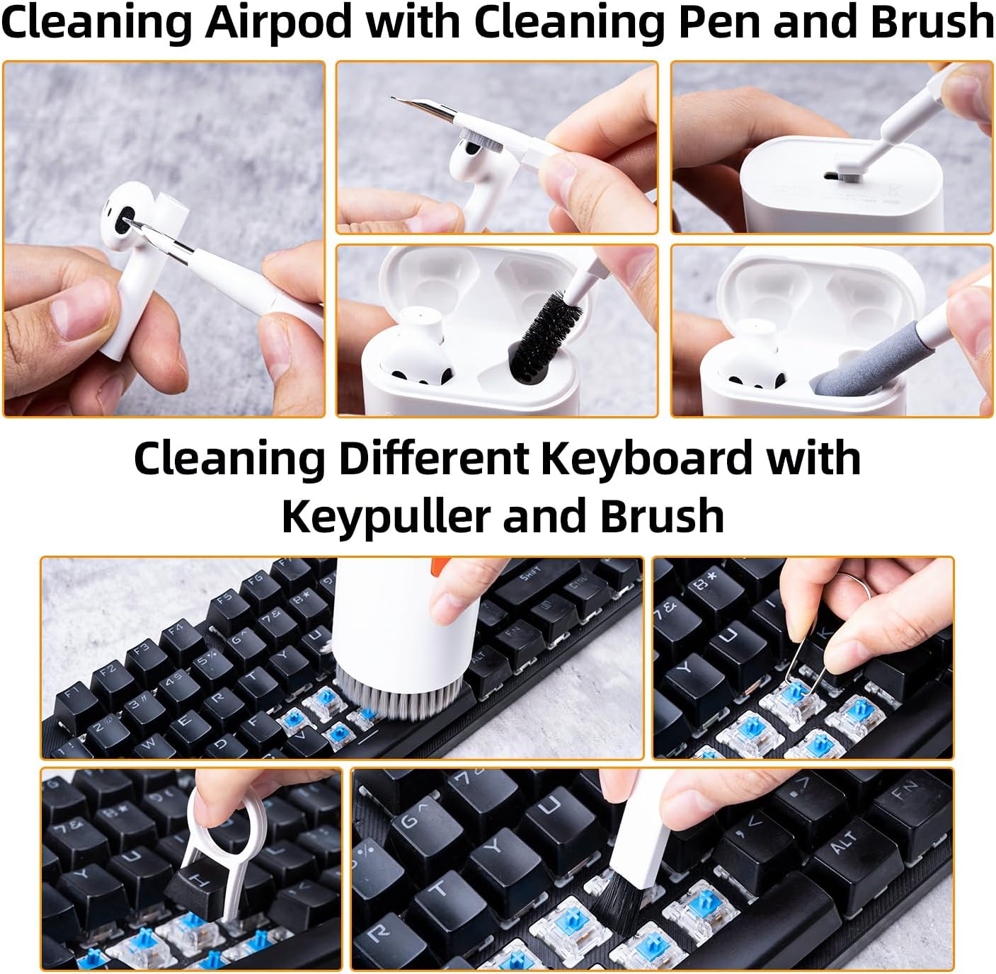 Keyboard Cleaning Set 20 in 1 Mobile Phone Cleaning Set PC Cleaning Set with Brush Headphone Cleaning Set for AirPods 1/2/3/Pro, PC Cleaning Kit Accessories for Laptop, Mobile Phones, Keyboard, image 2