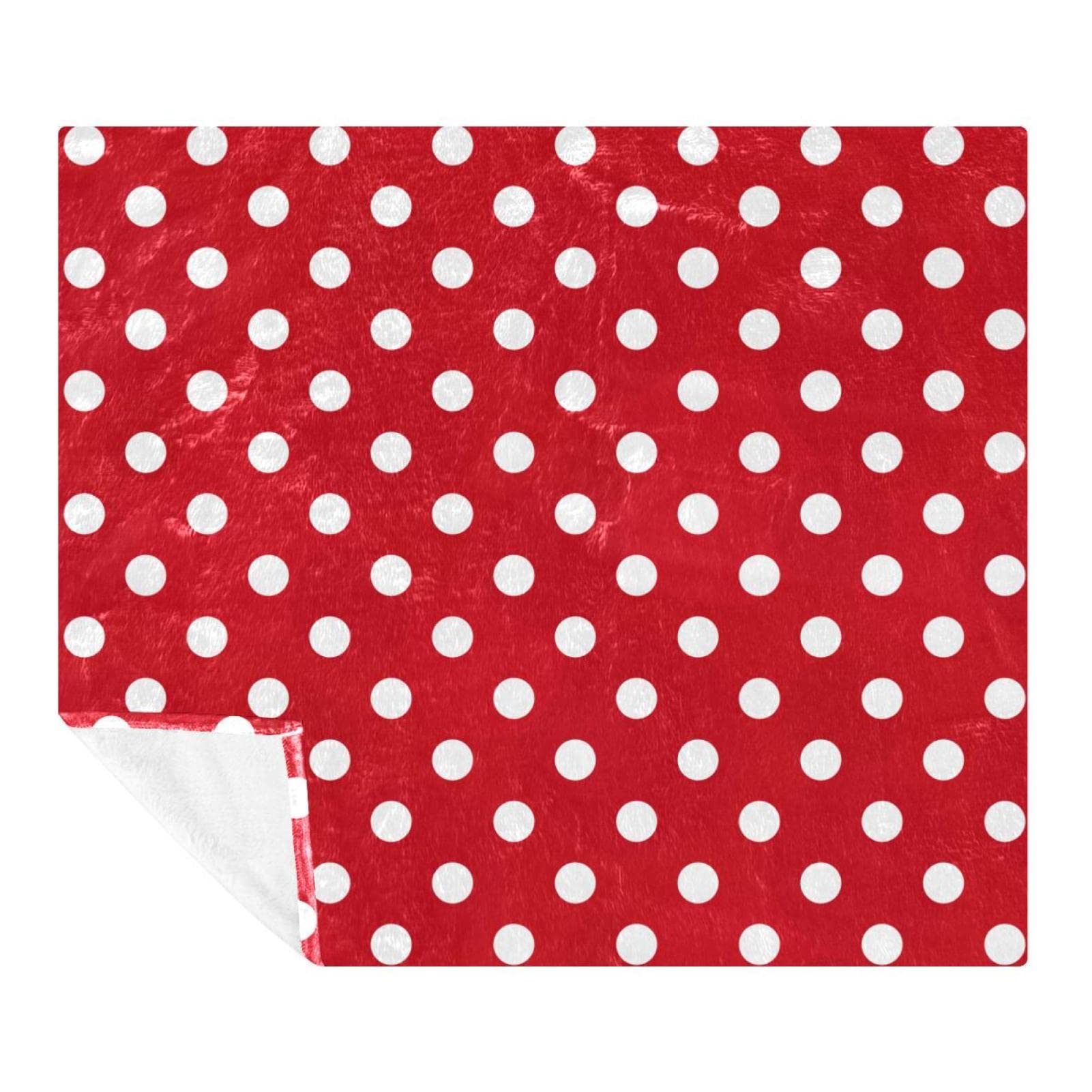 Couverture polaire plaid à pois blancs rouges idéal pour le sol du canapé de la chambre