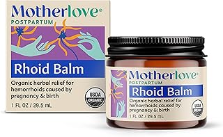 Motherlove Rhoid Balm (1 oz) Organic Herbal Hemorrhoid Cream w/ Witch Hazel for Pregnancy & Postpartum—Non-GMO Ointment