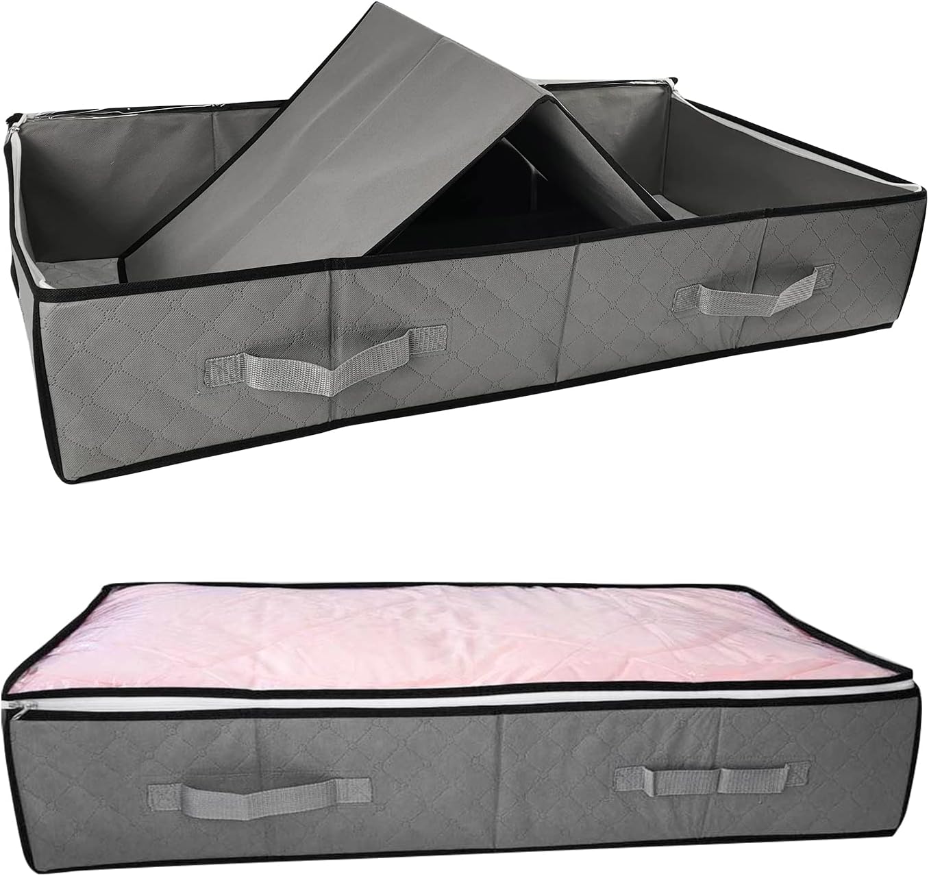 2 Pack sturdy structure large underbed storage boxes Foldable under