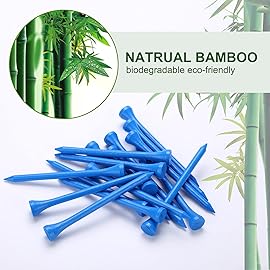 GFGL Golf Tees (Blue) Durable Bamboo Tees 100Pcs 3-1/4 Friendly Biodegradable Material Reduce Friction Side Spin More Stable