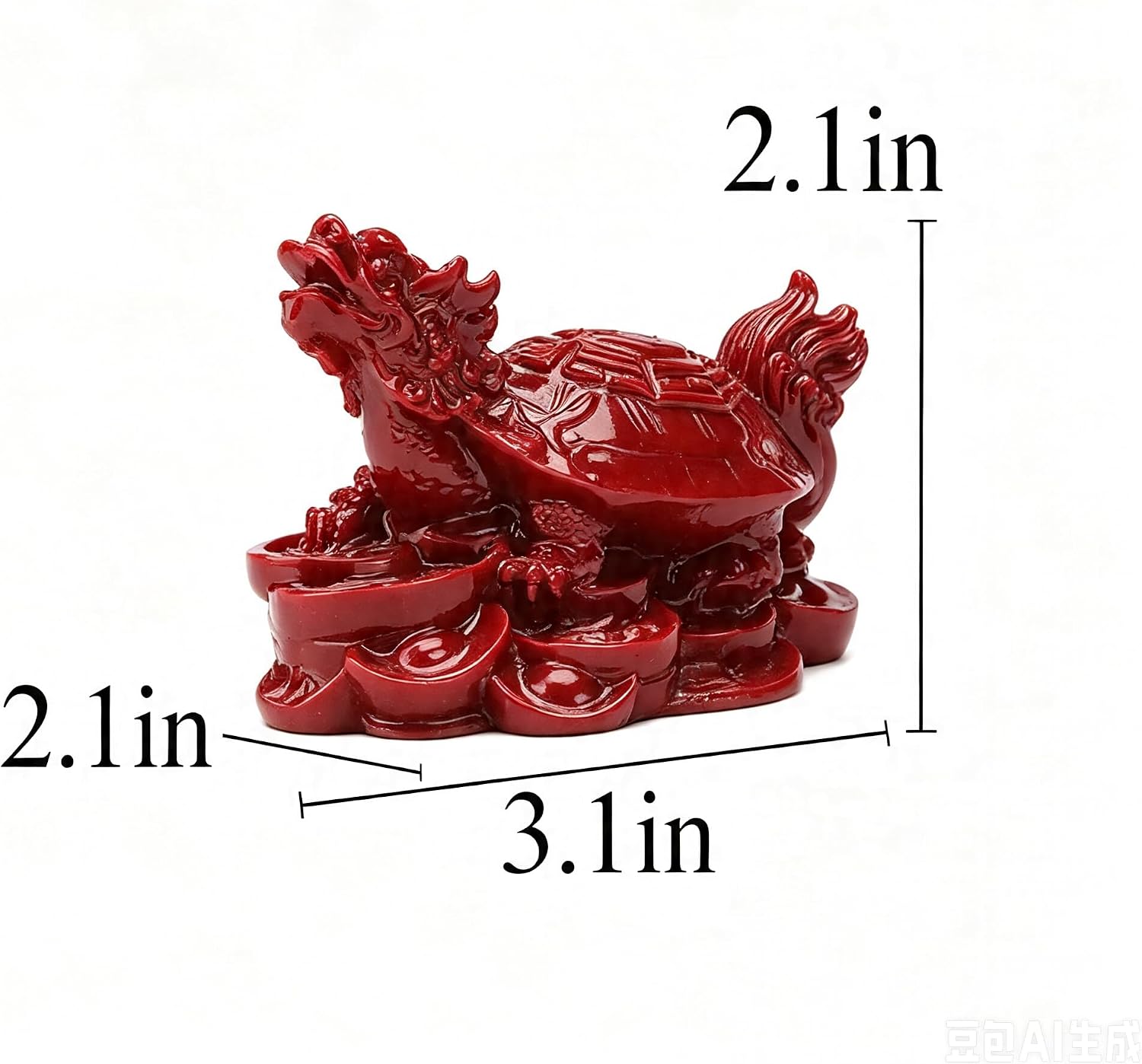 BRABUD Resin Dragon Turtle Stands on Copper Coins Statue, Feng Shui Decor image 2