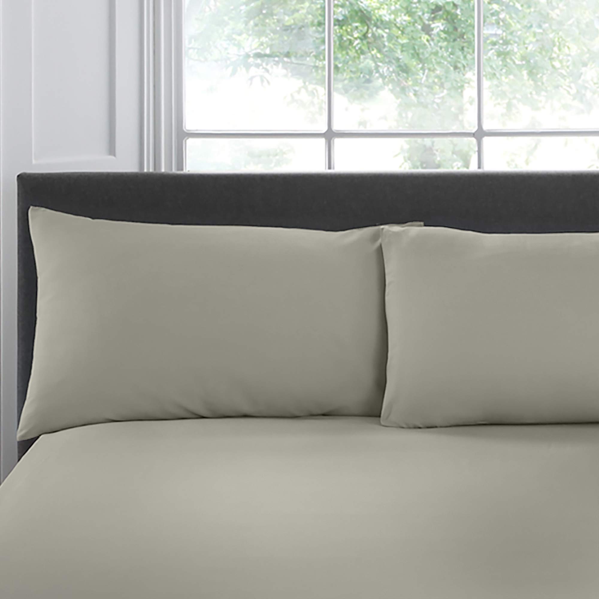 Appletree Pair of Housewife Pillowcases, 100% Cotton Silver, 76 x 48cm, 50 x 75cm