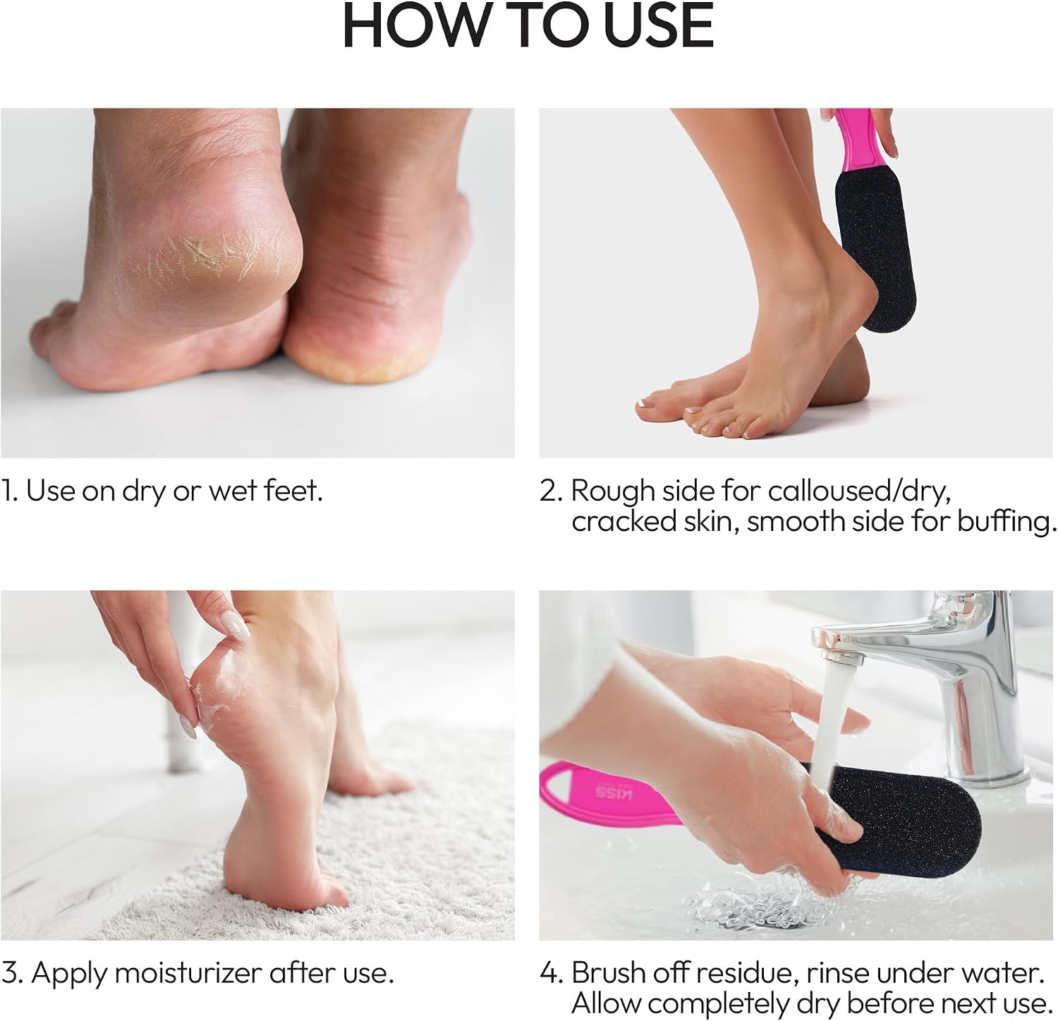 Kiss New York MegaBuff Foot File – Callus Remover for Feet, Spa Pedicure Quality, Stainless Steel, Dead Skin Removal, Emery Foot Heel Scrubber, Water and Rust Proof, Wet & Dry (Straight, Double-sided)