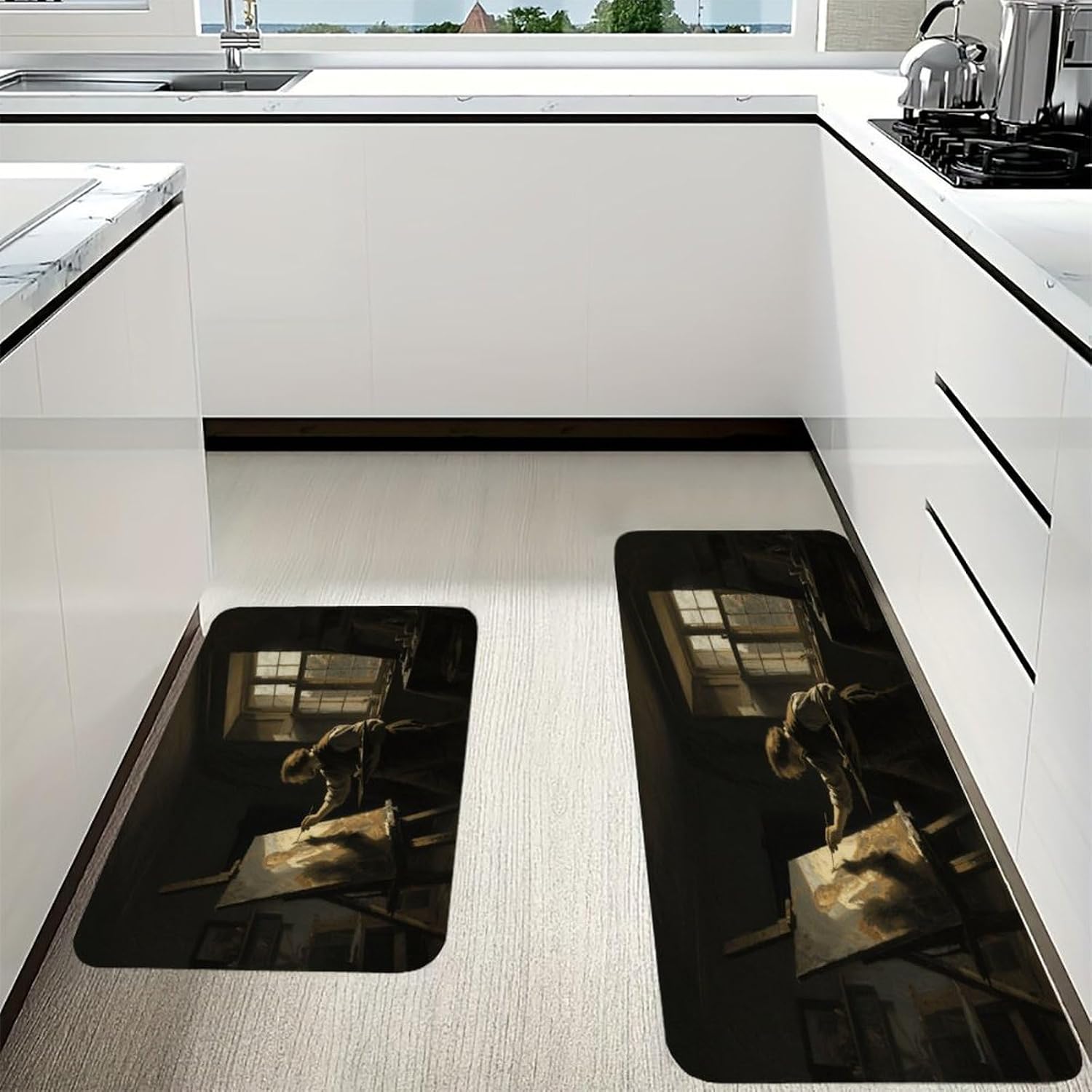 A Painter in A Studio Kitchen Mat Outdoor Rug Area Rug | Kitchen Rug for Washable Non-Slip Breathable for in Front of Sink for Standing for Kitchen,Hallway,and Laundry Decor