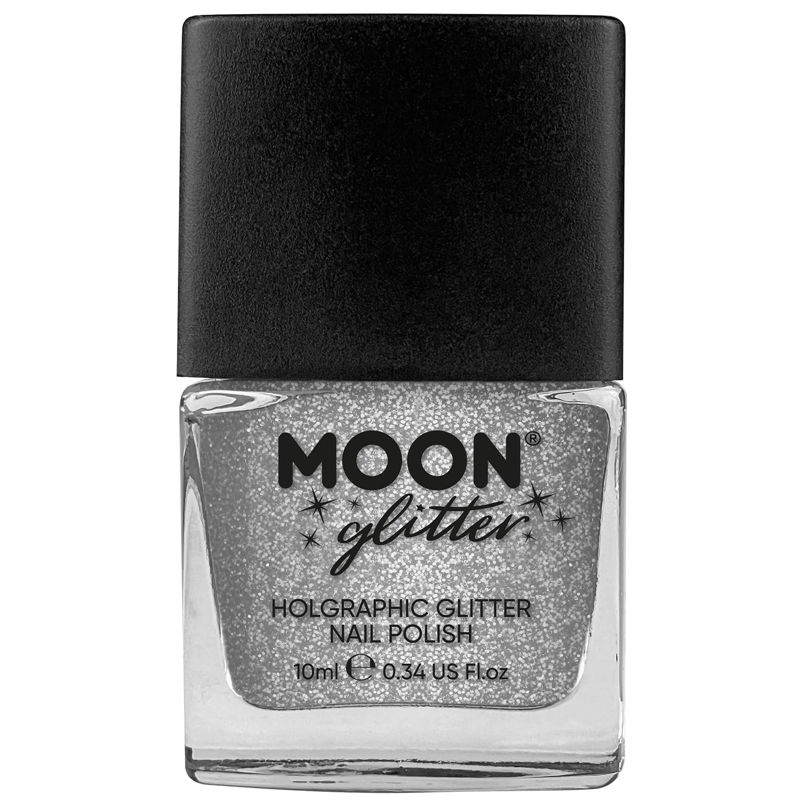 Holographic Glitter Nail Polish by Moon Glitter - Silver - Sparkle and Shine Nail Varnish - 10ml