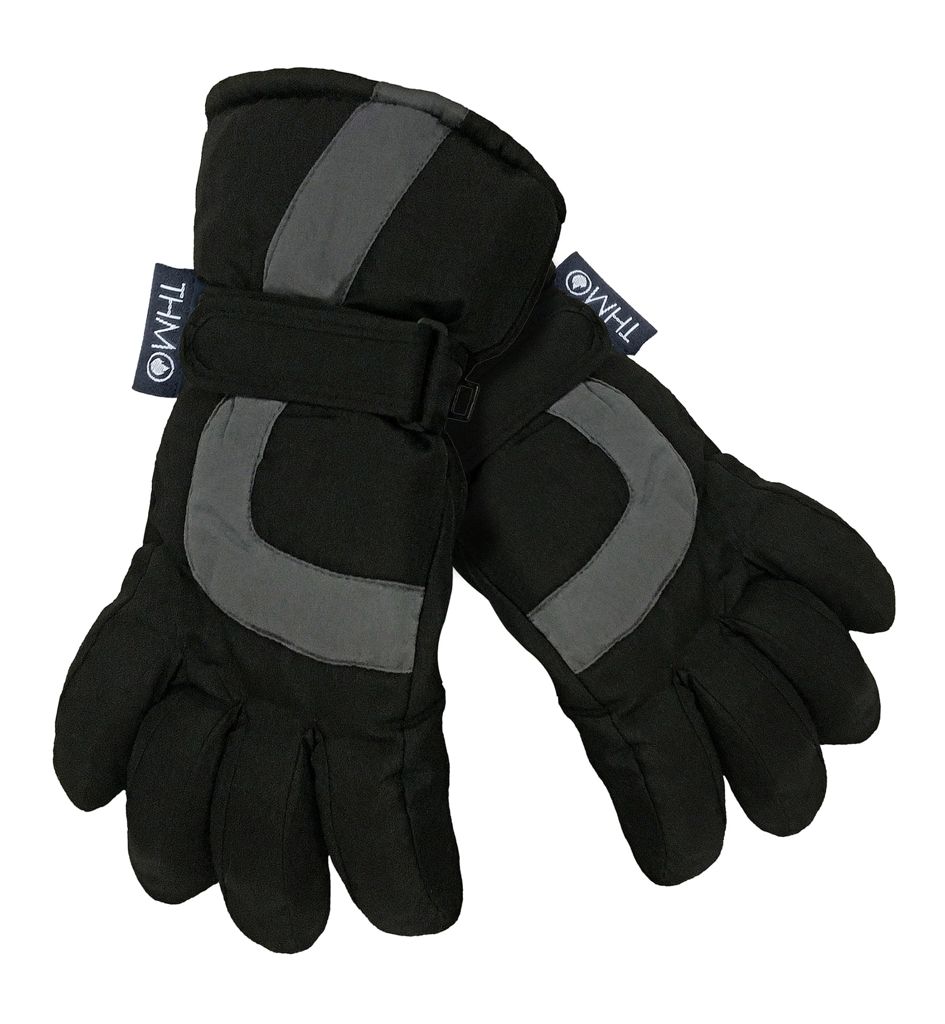 THMO Kids Winter Waterproof Fleece Lined Thinsulate Ski Gloves (12-13 Years, Black)