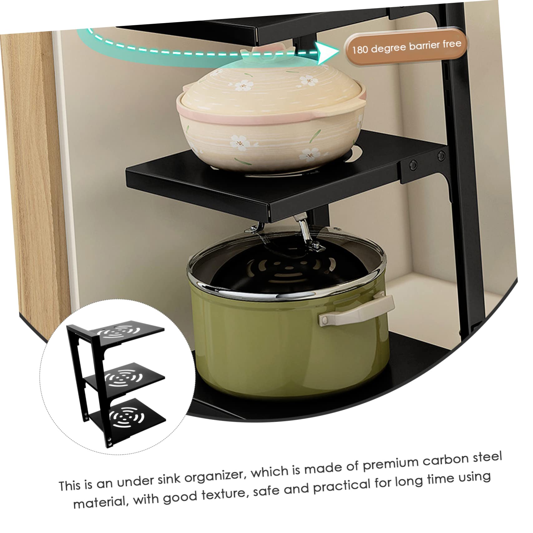 COLLBATH Organizer Per Pentole e Padelle Sottolavello Rastrelliera in Acciaio Al Carbonio Design Scatto Per Spaziatura Multiuso Per Cucina e Bagno Contenitore Ordinato Per Oggetti Da Toelet