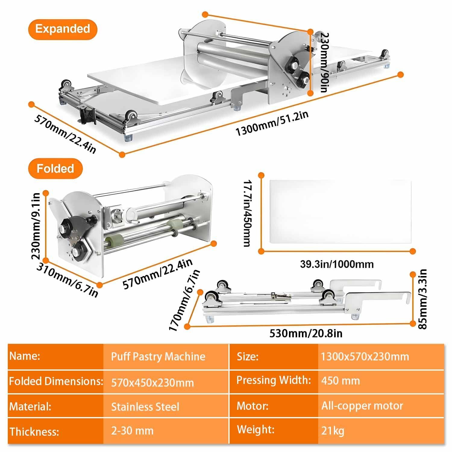 Macchina elettrica per impasto, per uso commerciale, rullo pieghevole in acciaio inox, regolazione dello spessore 2-30 mm, rotazione avanti e indietro, per pasticceria e pasticceria hobby