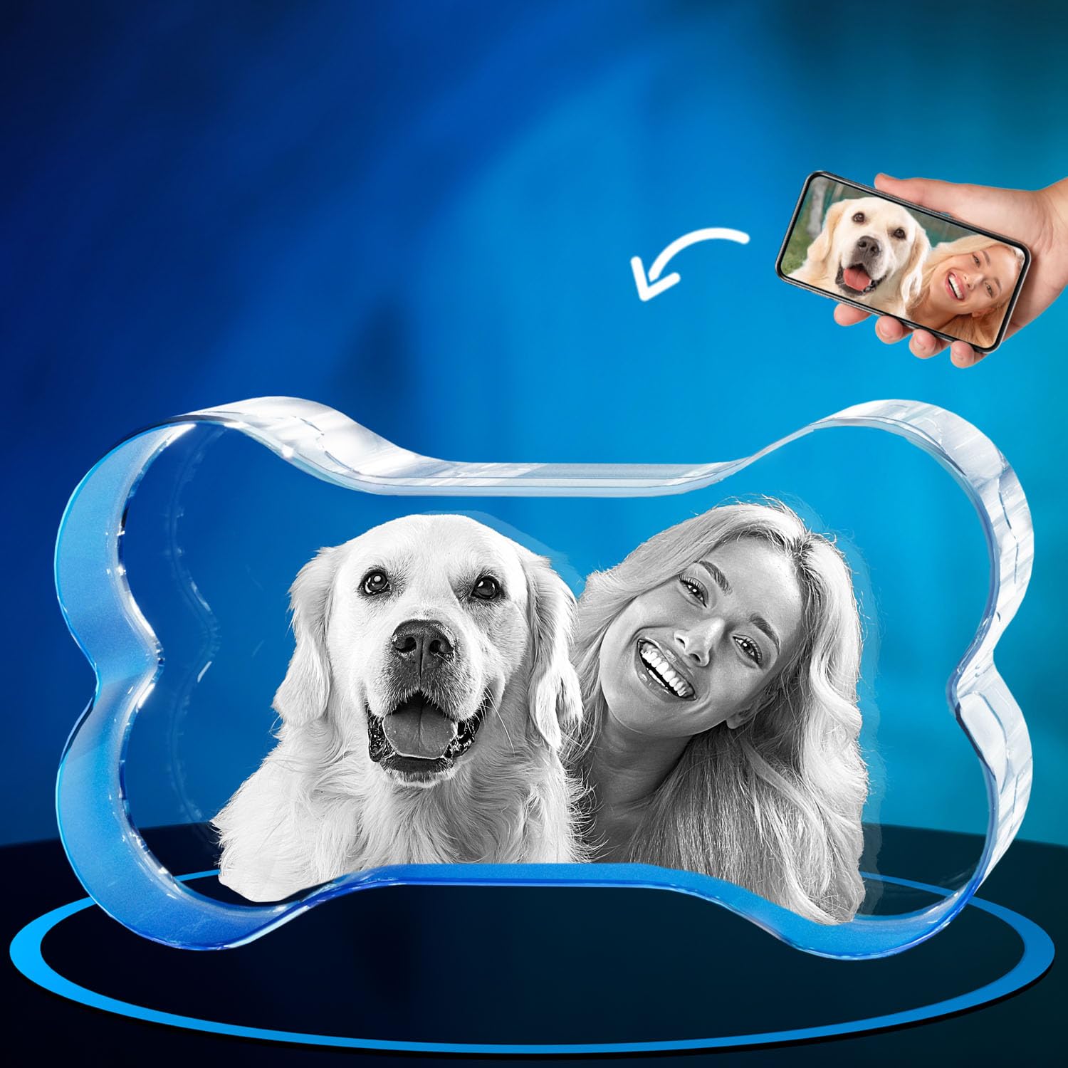 ArtPix 3D Crystal Photo, Personalized Dog Gift with Your Own Photo for Dog Lovers, Pet Owners, 3D Laser Etched Custom Picture, Engraved Crystal in