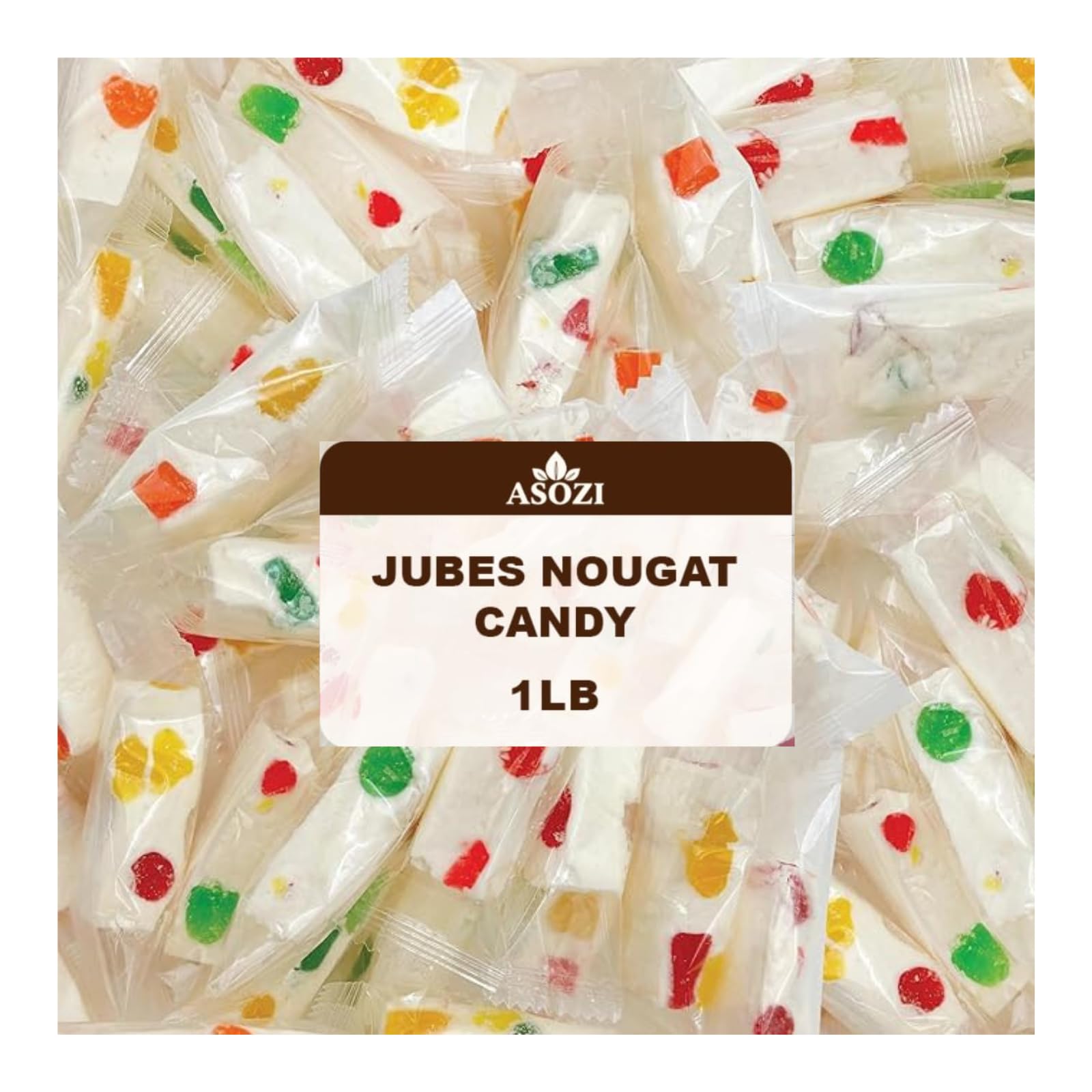 Jubes Nougat Candy with Fruity Jelly Beans 1lb Colorful Fruity Fresh Delicious Individually Wrapped Nougat Candy Treats Gluten Free 16lb by ASOZI