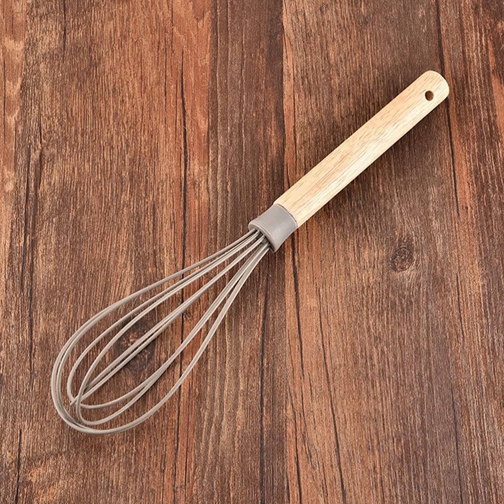 Schneebesen zum Kochen Creme Butter Mixer, Buchenholz Griff Eierschlägel, Hitzeabweisend Antihaft-Silikon Schneebesen Backwerkzeuge, Küche Schneebesen Schlägel