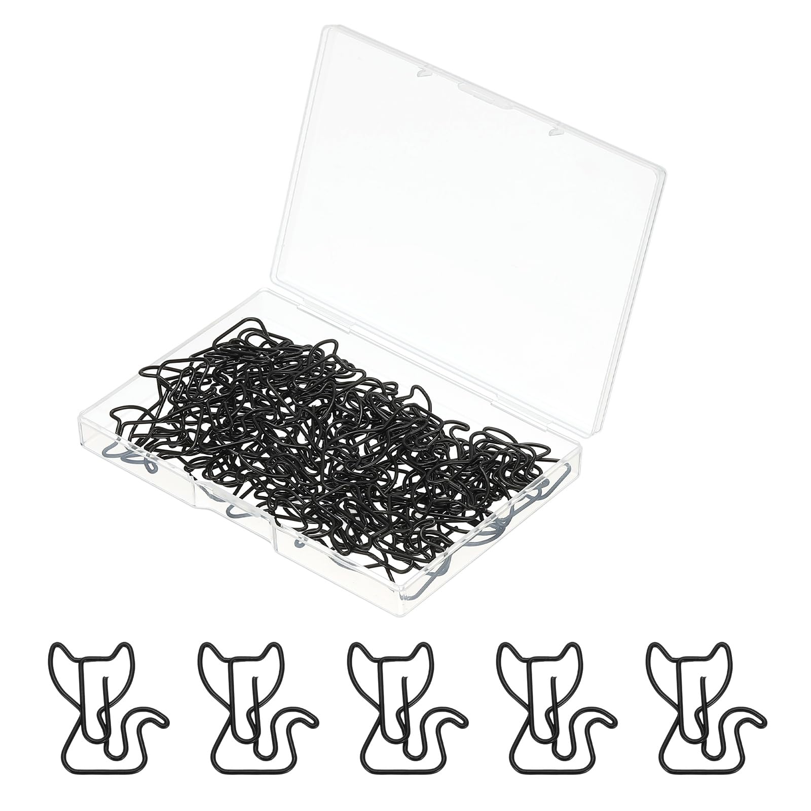 PATIKIL 50 pcs Paper Clip, Cat Shape Paper Clip Small Cute Rust-Proof Metal Strong Durable Bulk for Office Home, 31mm, Black