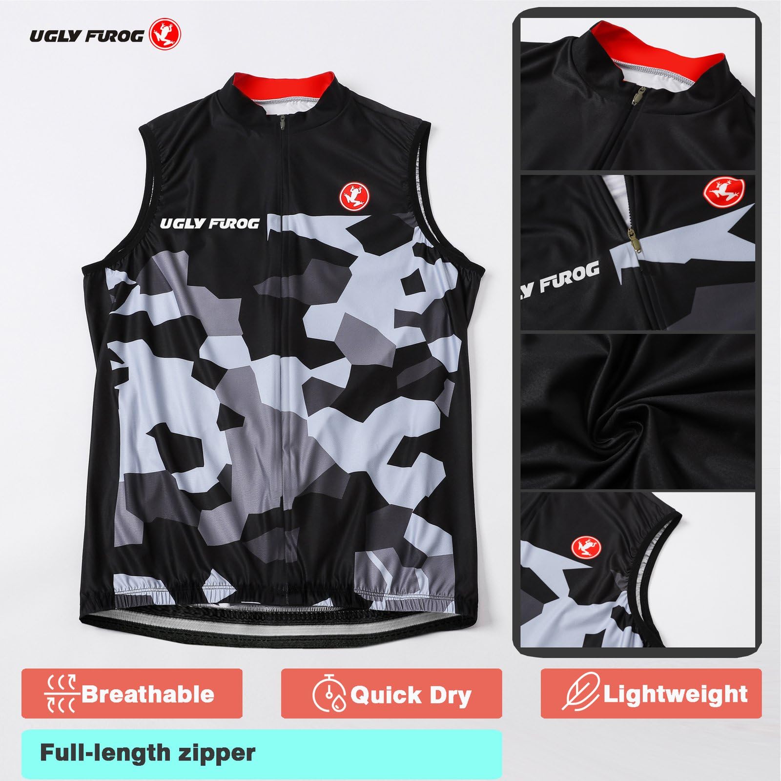 UGLY FROG Mujeres Camisetas Bicicleta Montaña Verano/Primavera Ciclismo Jersey Tops Sin Mangas con 3 Bolsillos Traseros
