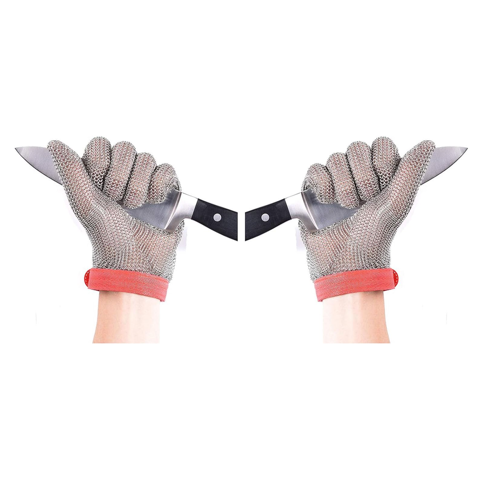 Gants Résistants Aux Coupures En Tissu Métallique En Acier Inoxydable, Gants En Cotte De Tissu De Qualité Industrielle Pour La Sécurité Du Travail, Tâches De Coupe 2 Pièces(XXS)