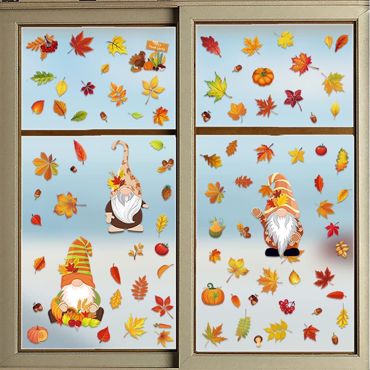 6 Feuilles Thanksgiving Fenêtre D'autocollants, D'automne Fenêtre Images, Feuilles D'érable
