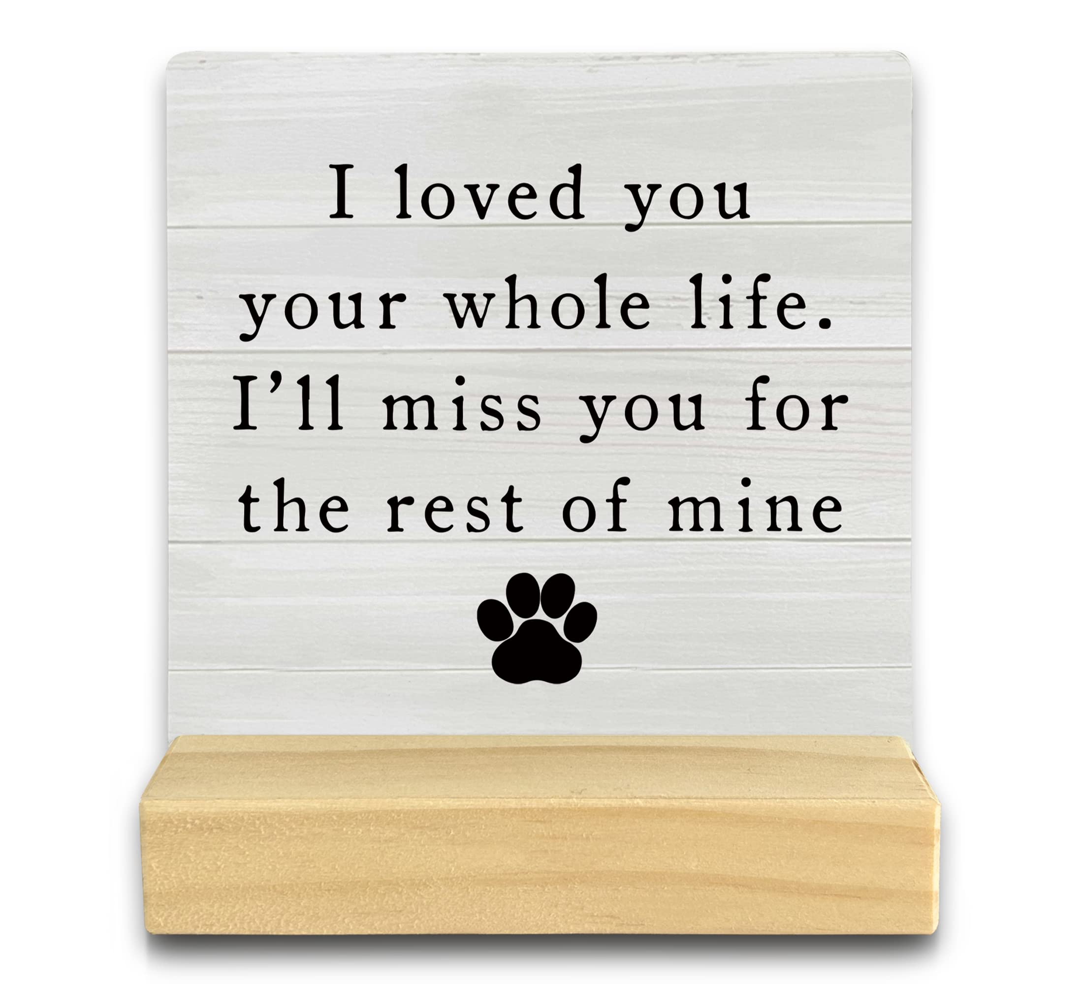 QASHWEY Pet Dog Cat Memorial Wood Plaque Sign Desk Decor,Pet Loss Sympathy Gift,Sympathy Gifts for Loss Of Dog,Passed Away Dog Memorial Wood Plaque Sign Desk Decor with Wooden Stand for Home Office