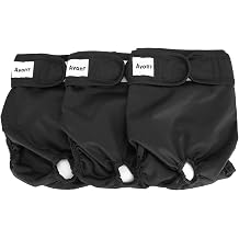 Avont 3 Pack Washable Female Dog Diapers, Premium Reusable Highly Absorbent Doggie Period Panties Durable Dog Diaper Cover -M 3 Black
