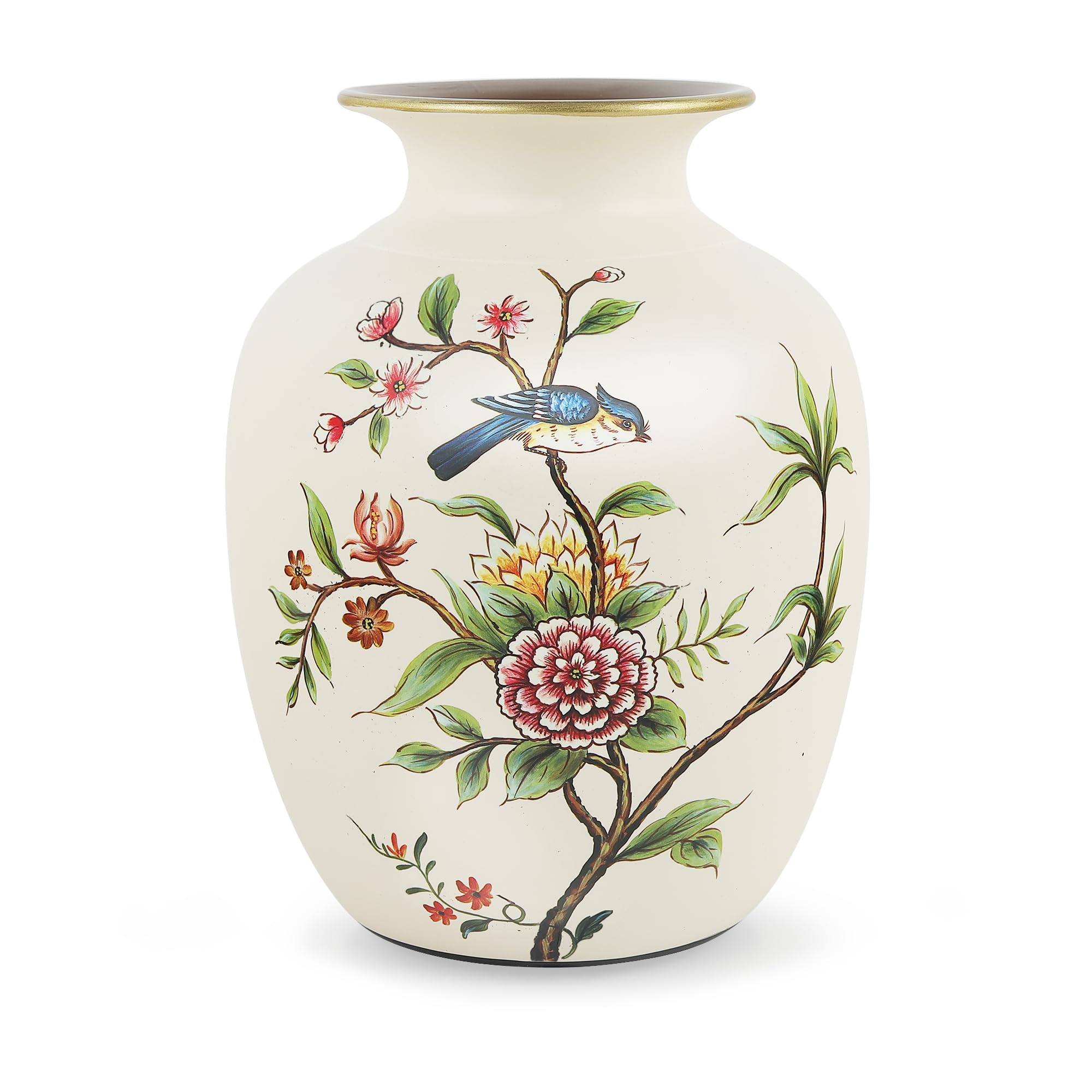 Vase en céramique o oiseaux fleurs fleurs séchées pampa déco chambre 20cm