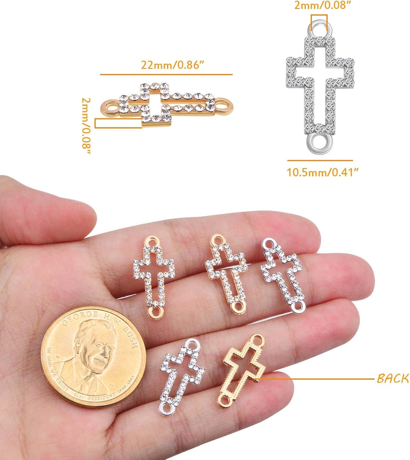 20 Pieces Mini Cross Shape Charms Connectors Metal Hollow Cross Crucifix Pendant Links Craft Supplies for DIY Necklace Earrings Jewelry Making Decoration, 2 Colors - Image 3