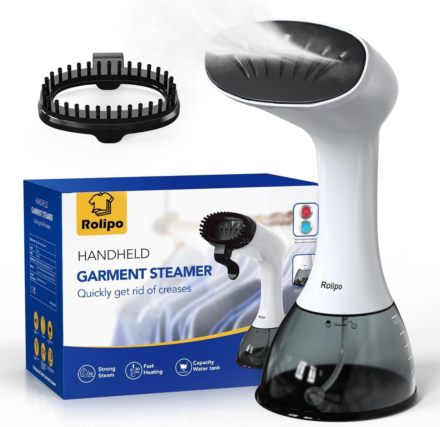 Steamer for Clothes 1350W, Portable Handheld Clothes Steamer for Home & Travel, Upgraded 400ML Tank, Fast Heat-Up Wrinkle Remover with Leak-Proof Design