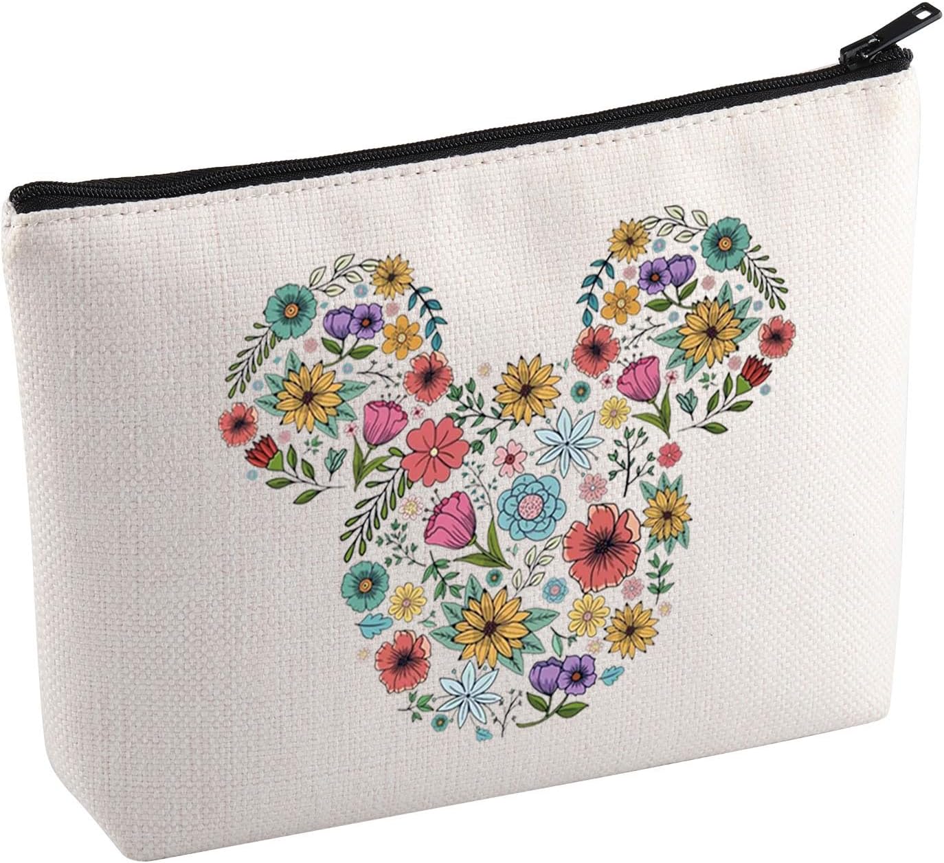 KUIYAI Flower And Garden Festival Makeup Bag Epcot Festival Toiletry Bag Floral Mouse Head Gift Kingdom Family Trip Gift (MouseFlowerMup)