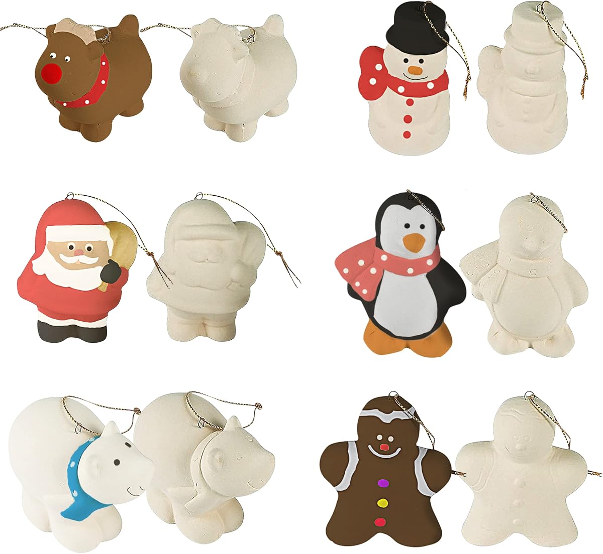 4E's Novelty Ceramic Christmas (Pack of 12) Crafts for Adults & Kids, DIY Design Your Own Ornaments to Paint