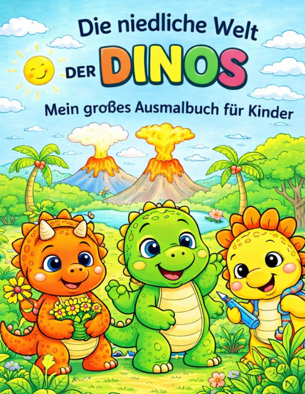 Die niedliche Welt der Dinos: Mein großes Ausmalbuch für Kinder