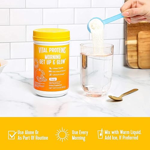 Miniatura 4 de Vital Proteins Suplemento en polvo de péptidos de colágeno Morning Get Up and Glow 90 mg de cafeína para energía y vitamina C biotina y ácido