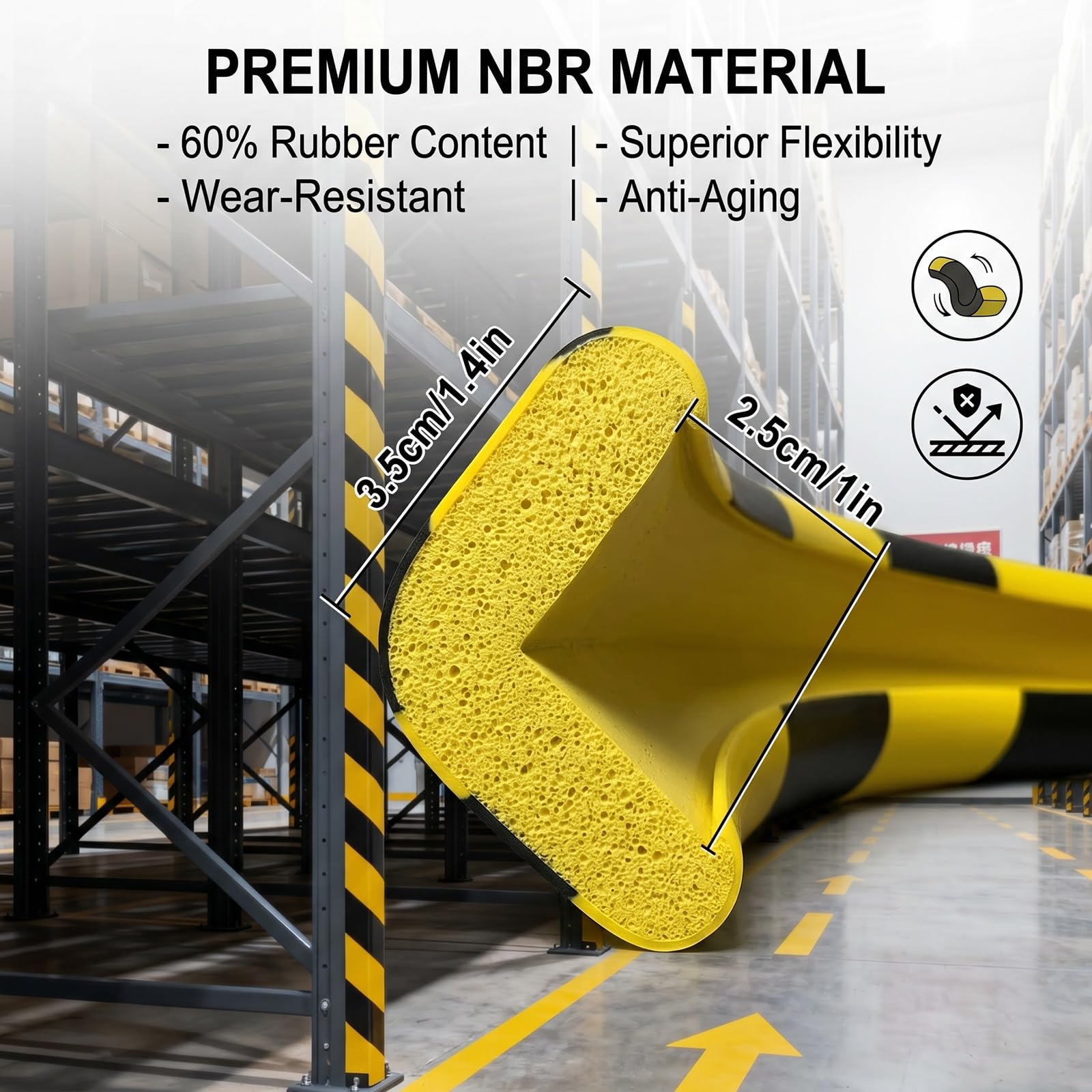 Bandes Sécurité Jaune Et Noir, Lot De 4 Protecteurs D'Angle Autocollants en Mousse NBR, Protection Mur Garage pour Usine, Zone De Stationnement, Quai De Chargement