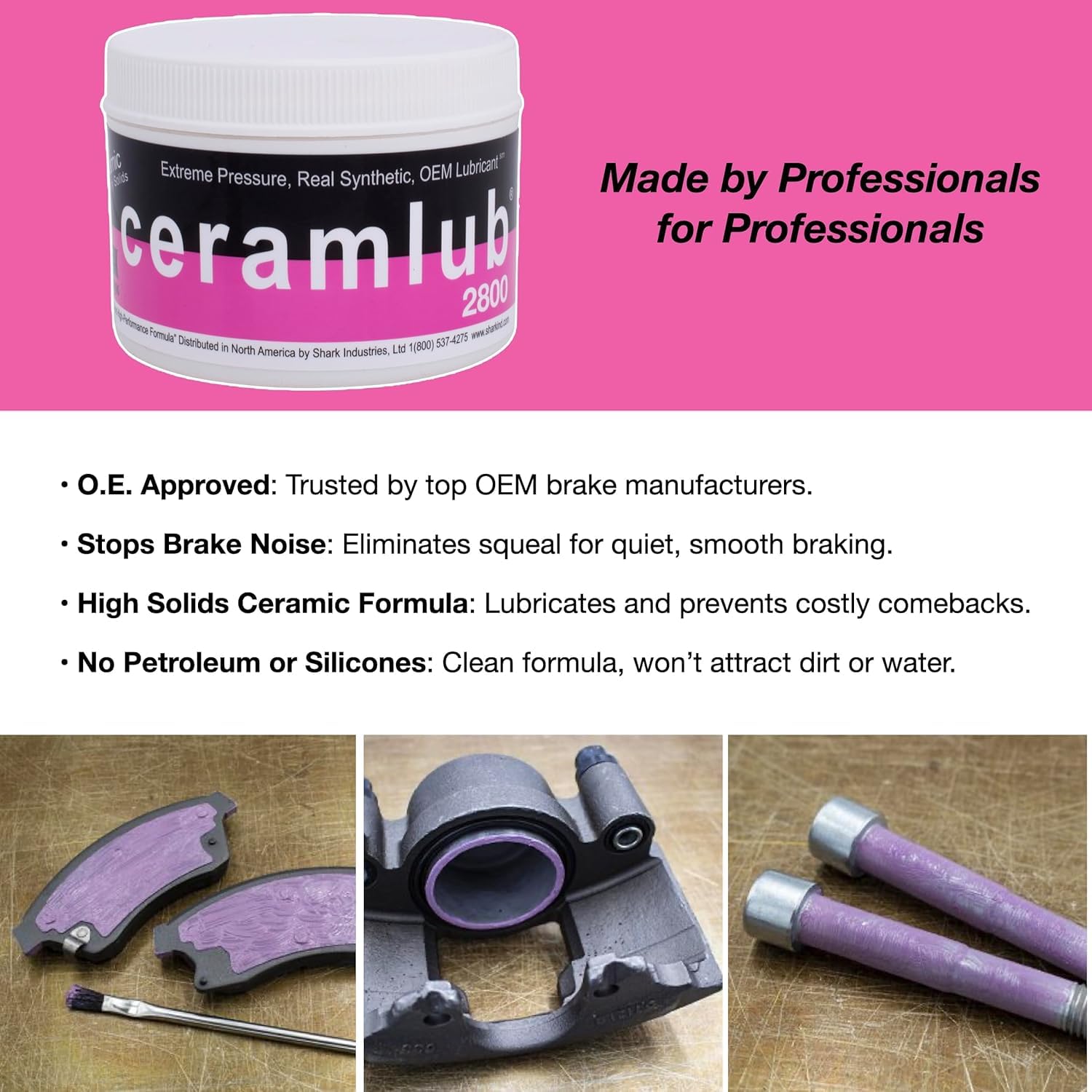 MPD Ceramlub 2800 O.E. Approved 7oz Ceramic Brake Lubricant – Anti-Squeal, High-Performance Brake Grease – Extreme High Pressure Anti-Seize Formula – No Petroleum or Silicones – Includes Brush, 1-Pack