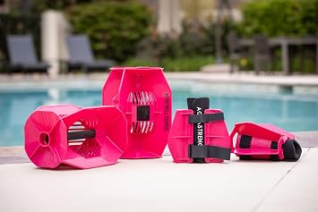 Aquastrength Hydro-Tone Total Body Pool Exercise System, Isokinetic Functional Water Weights, Bells 12" x 7.5", Fins 6.5" x 2.5", Quick Start Guide Included