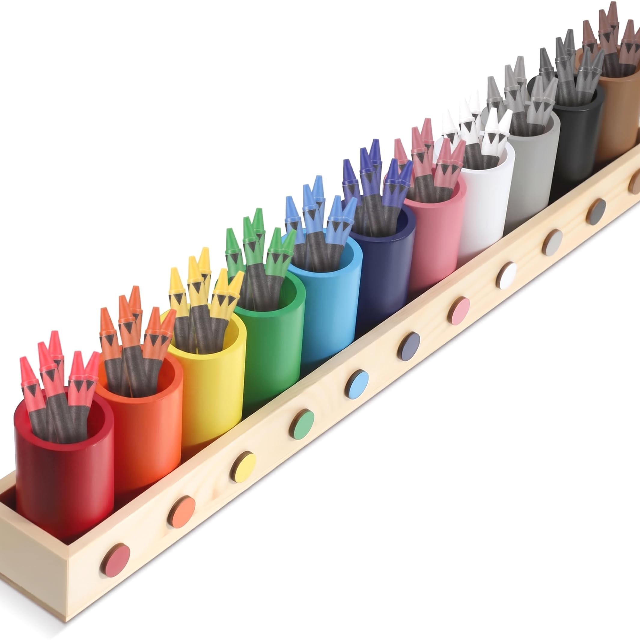 Organizer per matite colorate in legno a 11 scomparti, supporto da scrivania colorato per pennarelli, pastelli, penne, materiale scolastico per ufficio e casa
