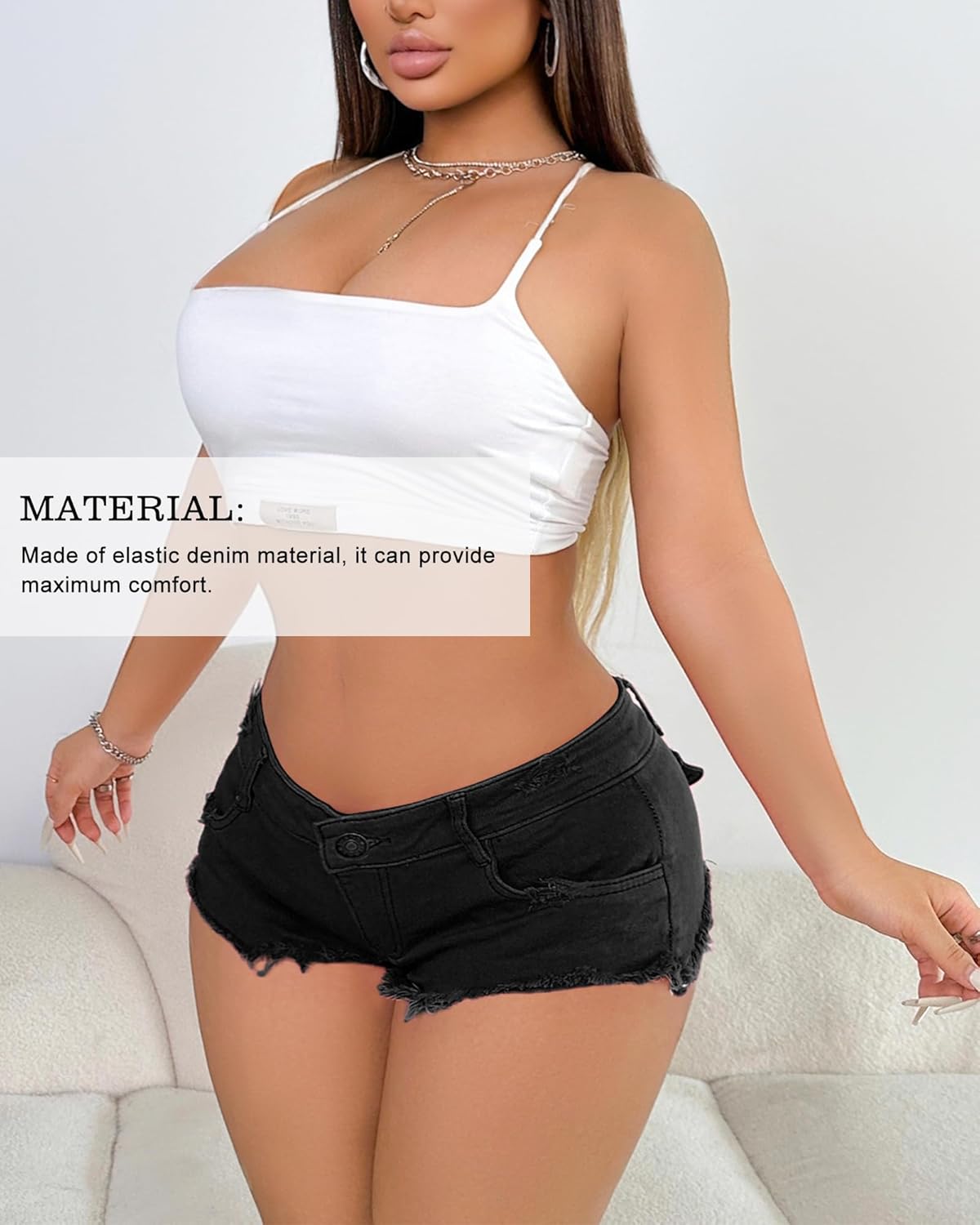 Women's Low-Rise Distressed Denim Booty Shorts - Sexy Mini Stretch Jean Shorts for Women - Image 5