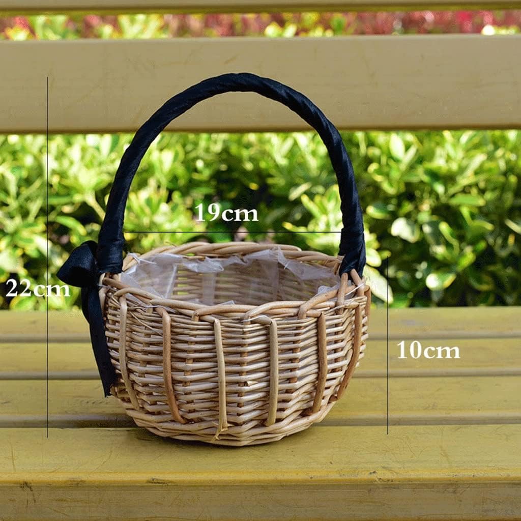 HBJWOV Flower Girl Basket Wicker Rattan Portable Mixer Gift Ornament