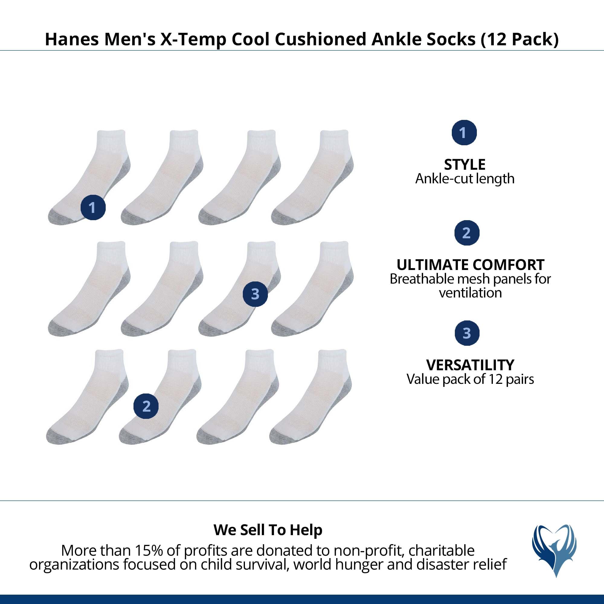 Hanes Chaussettes (Lot de 12) Homme