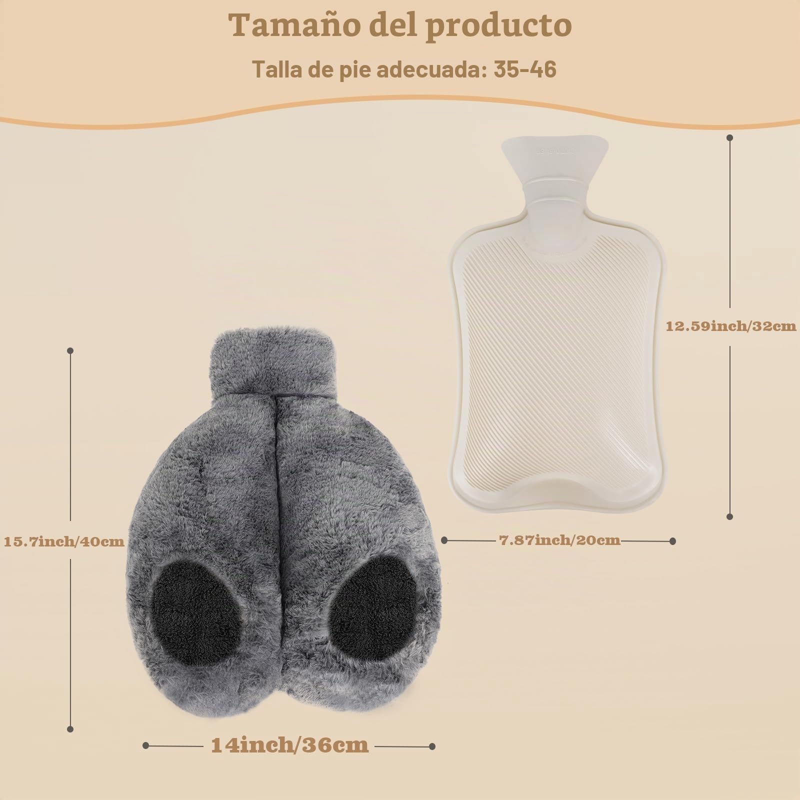 2 l de agua caliente con pies, calentador de pies, muy suave y cálido, botella caliente para pies para mujer/hombre, adecuada para interior y exterior