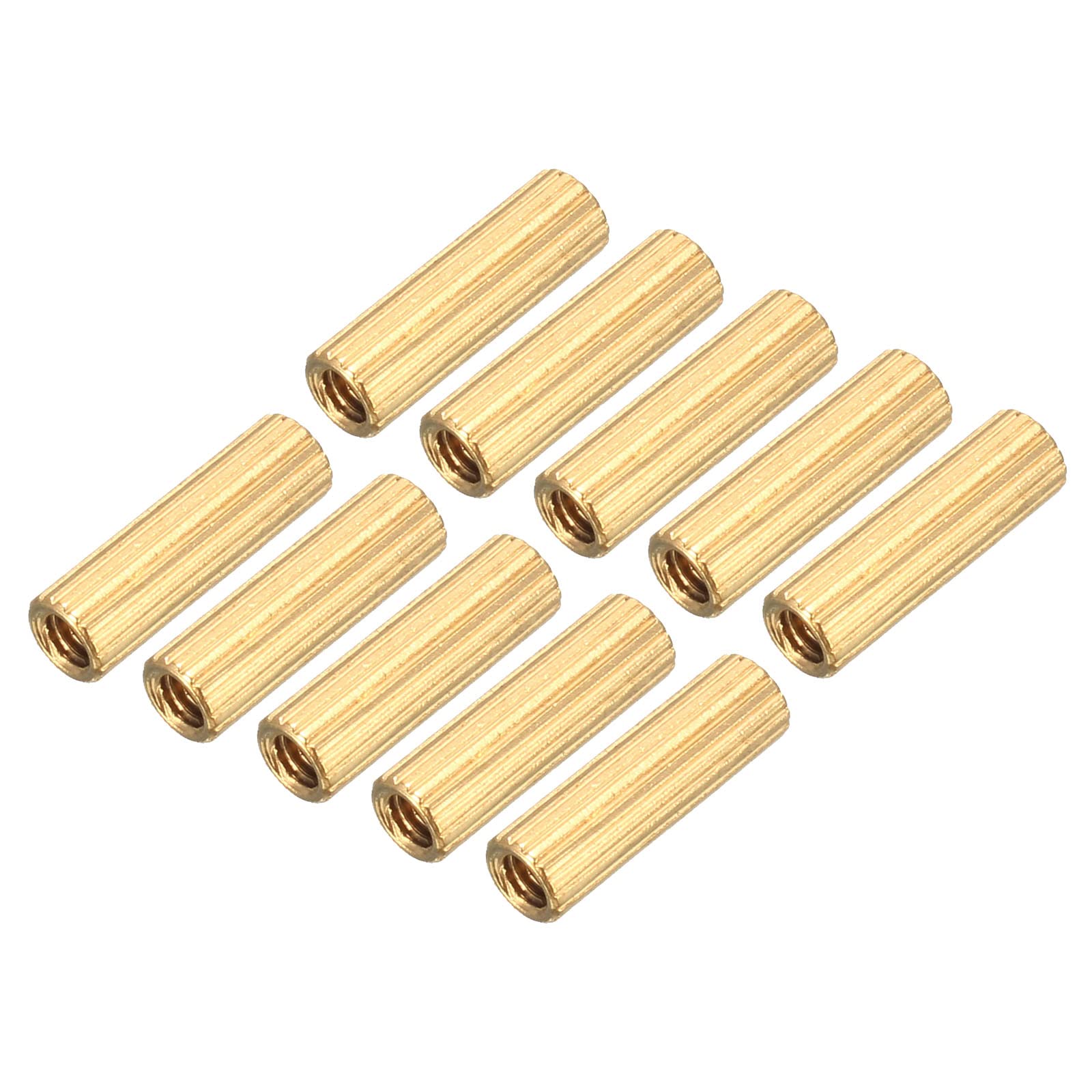 YOKIVE 100 Pcs Brass Round Straight Spacer, Standoff Spacer with Female Thread, Gold Tone, M2 x 3 x 12mm