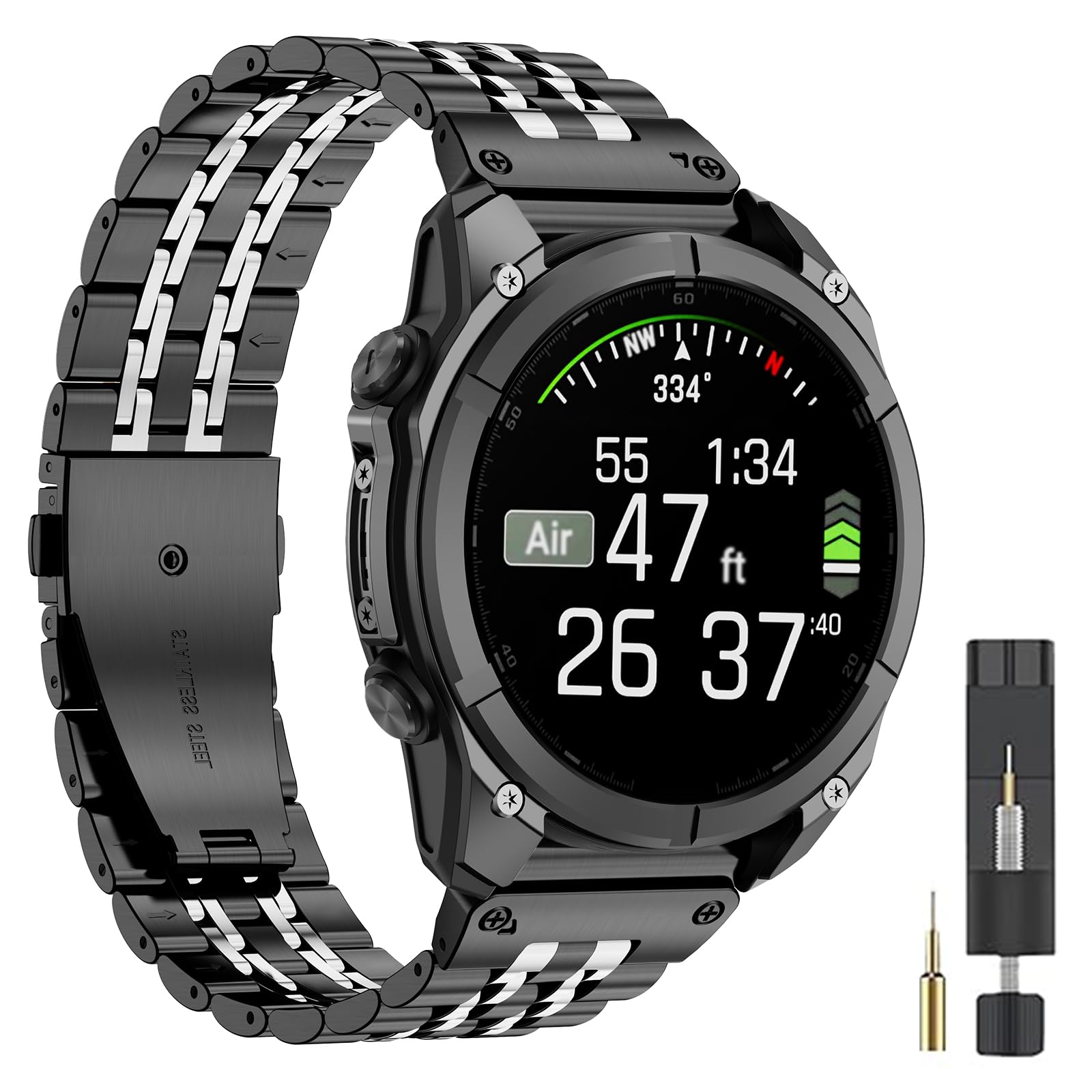22mm Metall Armband für Garmin Fenix 8 AMOLED/8 pro 47mm/7/7 pro/6/6 pro/5 plus,Quickfit Edelstahl Armband Kompatibel mit Quatix 8/Epix Pro/Approach S70 47mm/Forerunner 970/965/955/Descent G2